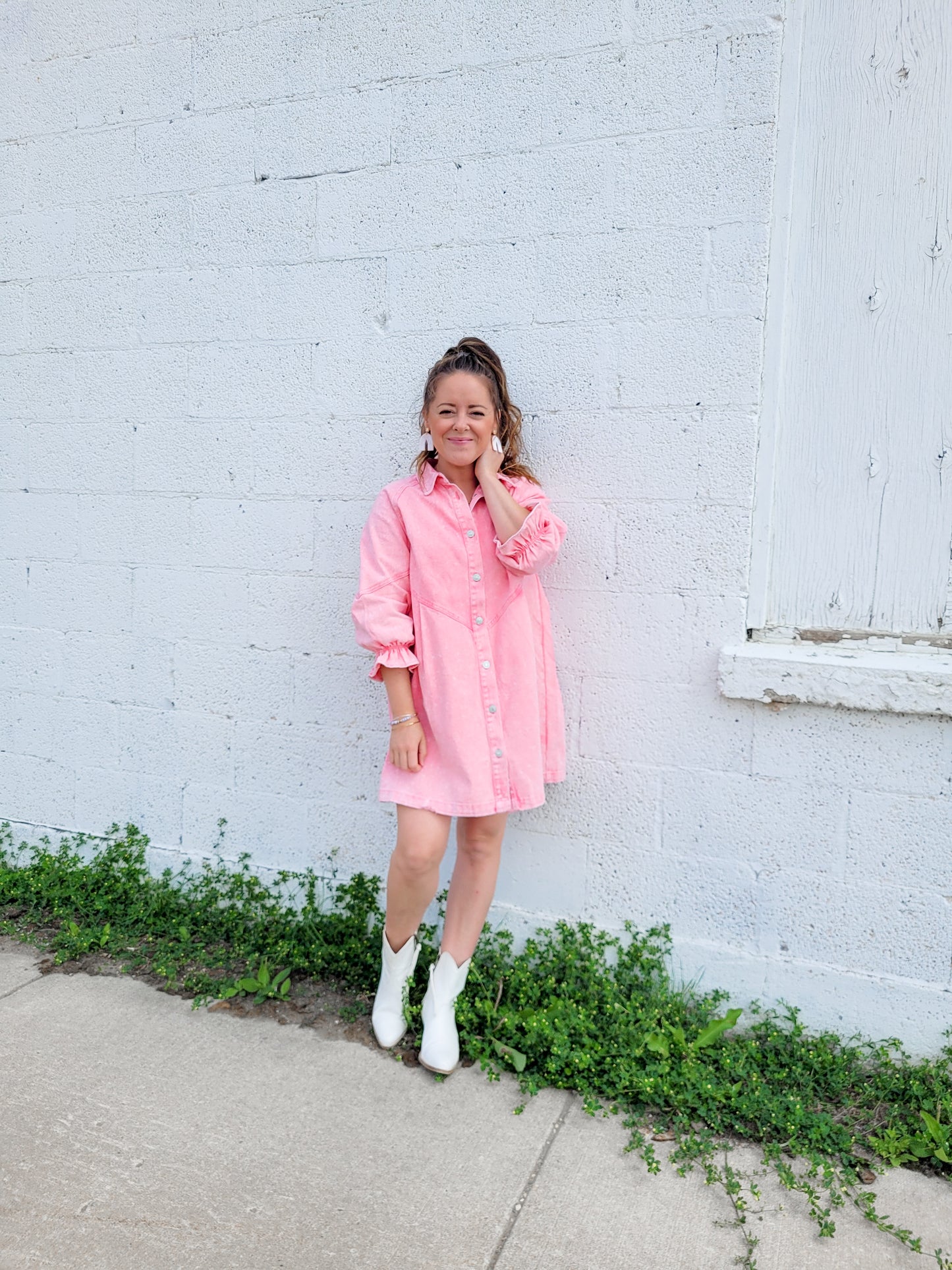 *NEW* Country Nights Denim Dress - Washed Pink