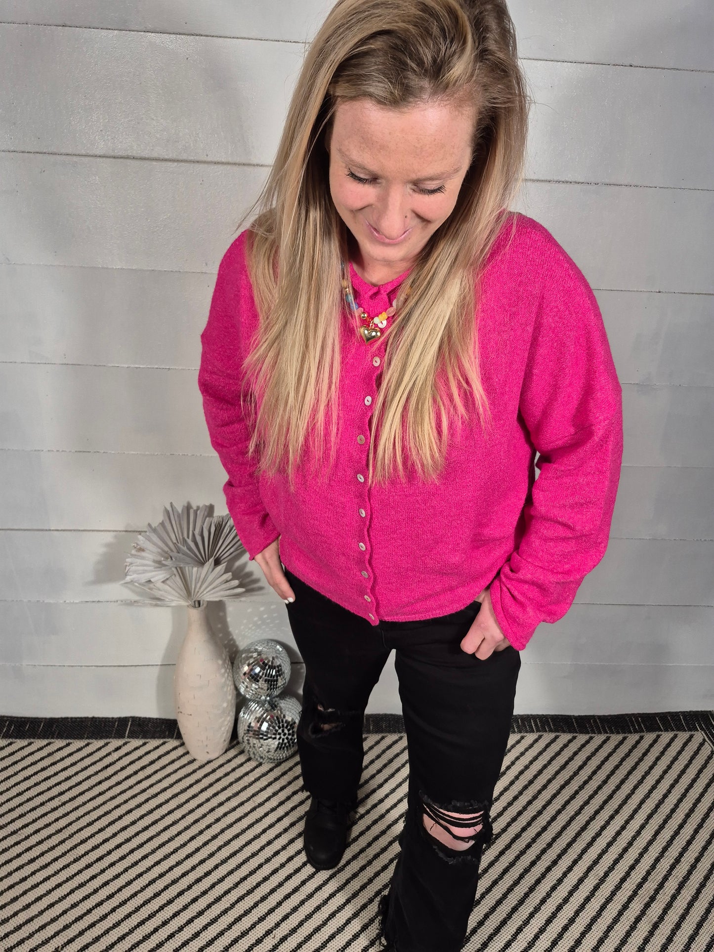 *NEW* Lainey Cardigan - Hot Pink