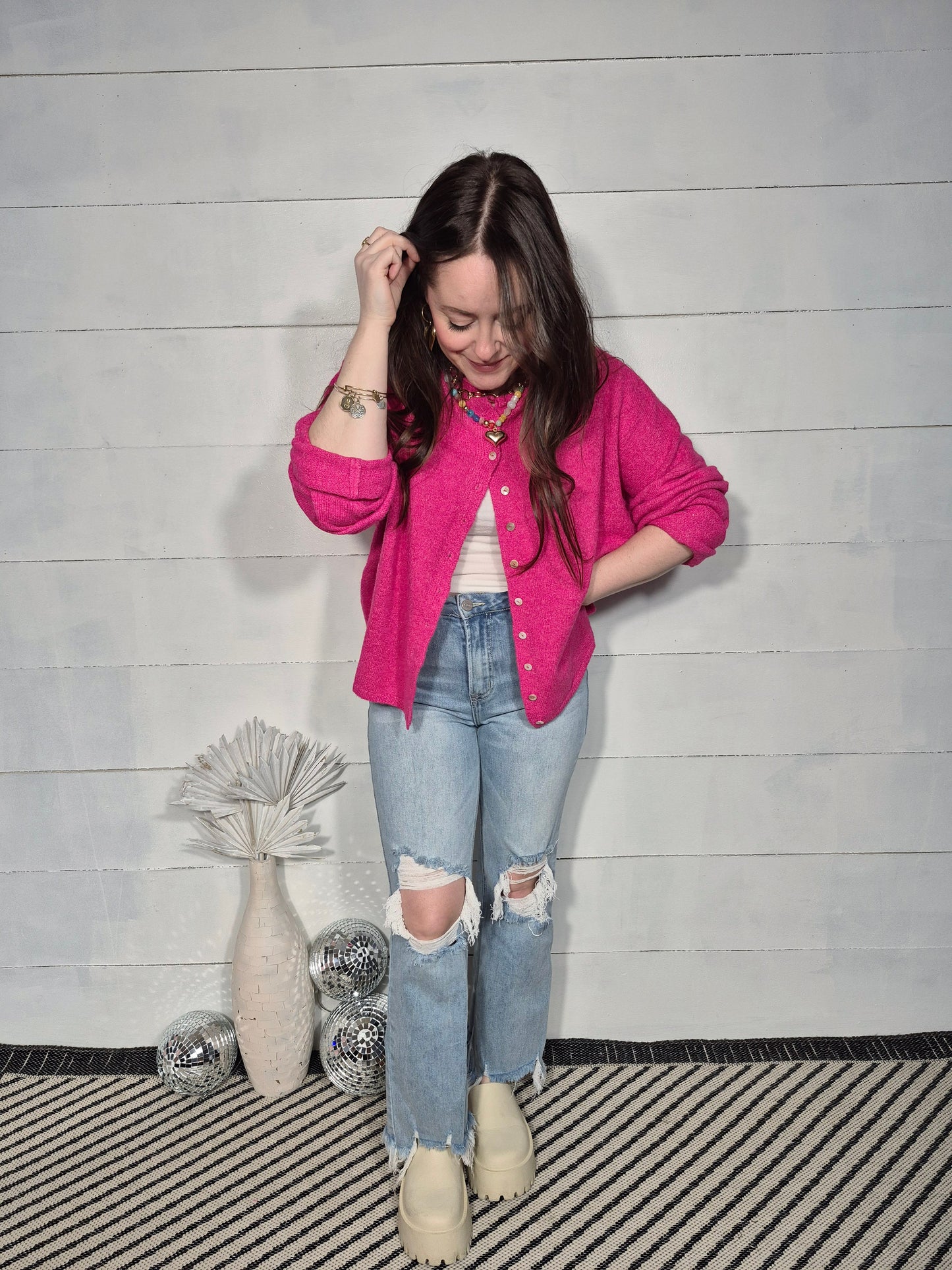 *NEW* Lainey Cardigan - Hot Pink