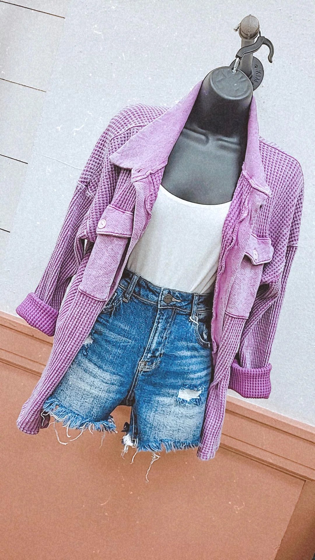 *NEW* Billie Waffle Knit Shacket - Lavendar