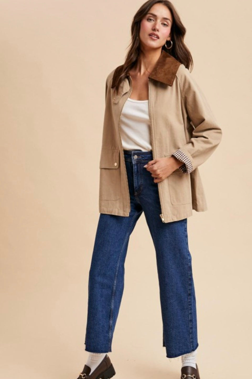 *PREORDER* Gingham Charm Barn Jacket - Beige