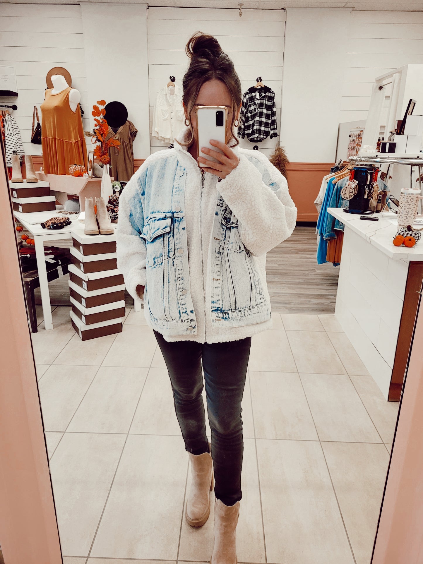*NEW* Cooler Days Mixed Media Denim Jacket