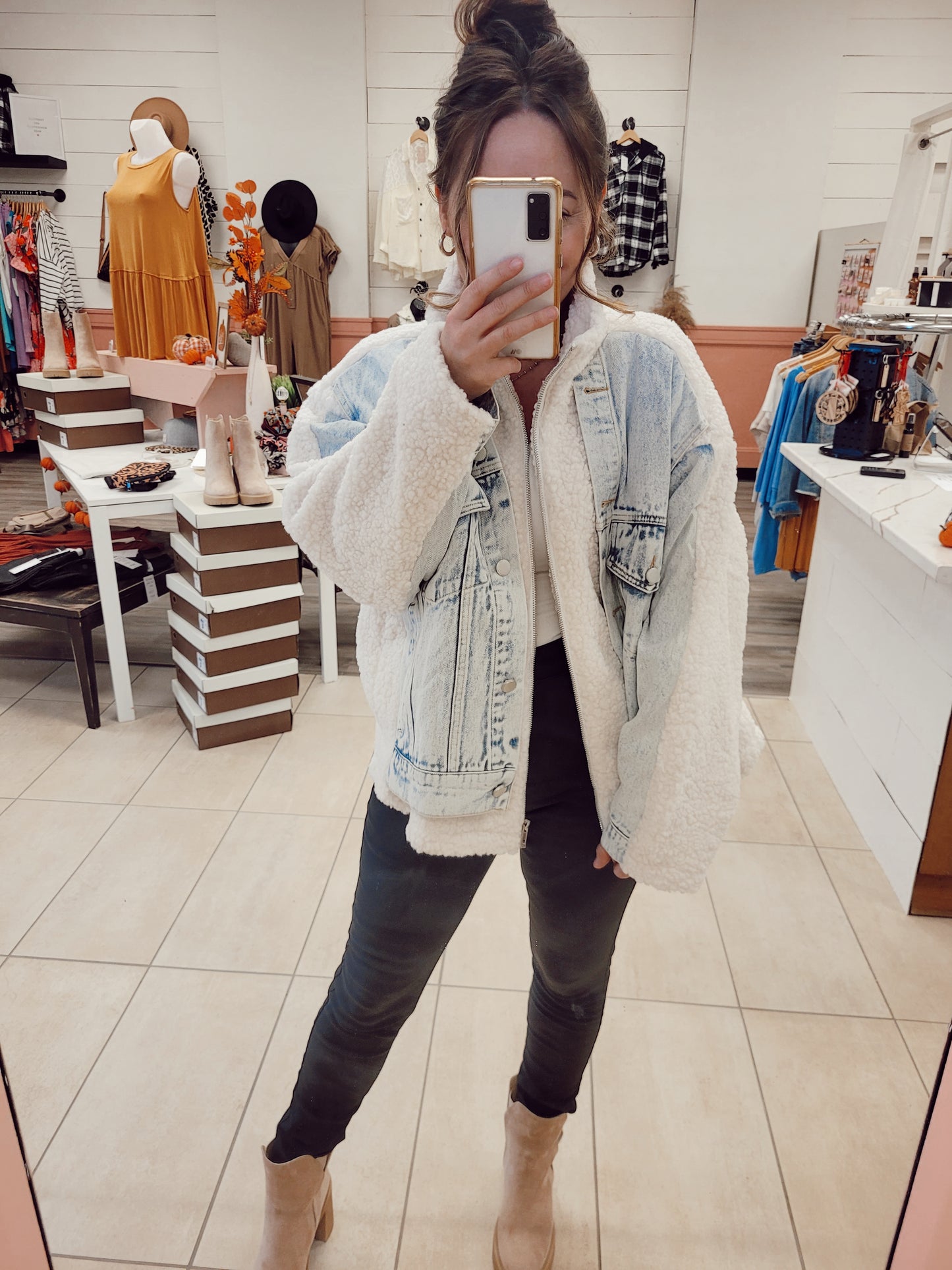 *NEW* Cooler Days Mixed Media Denim Jacket