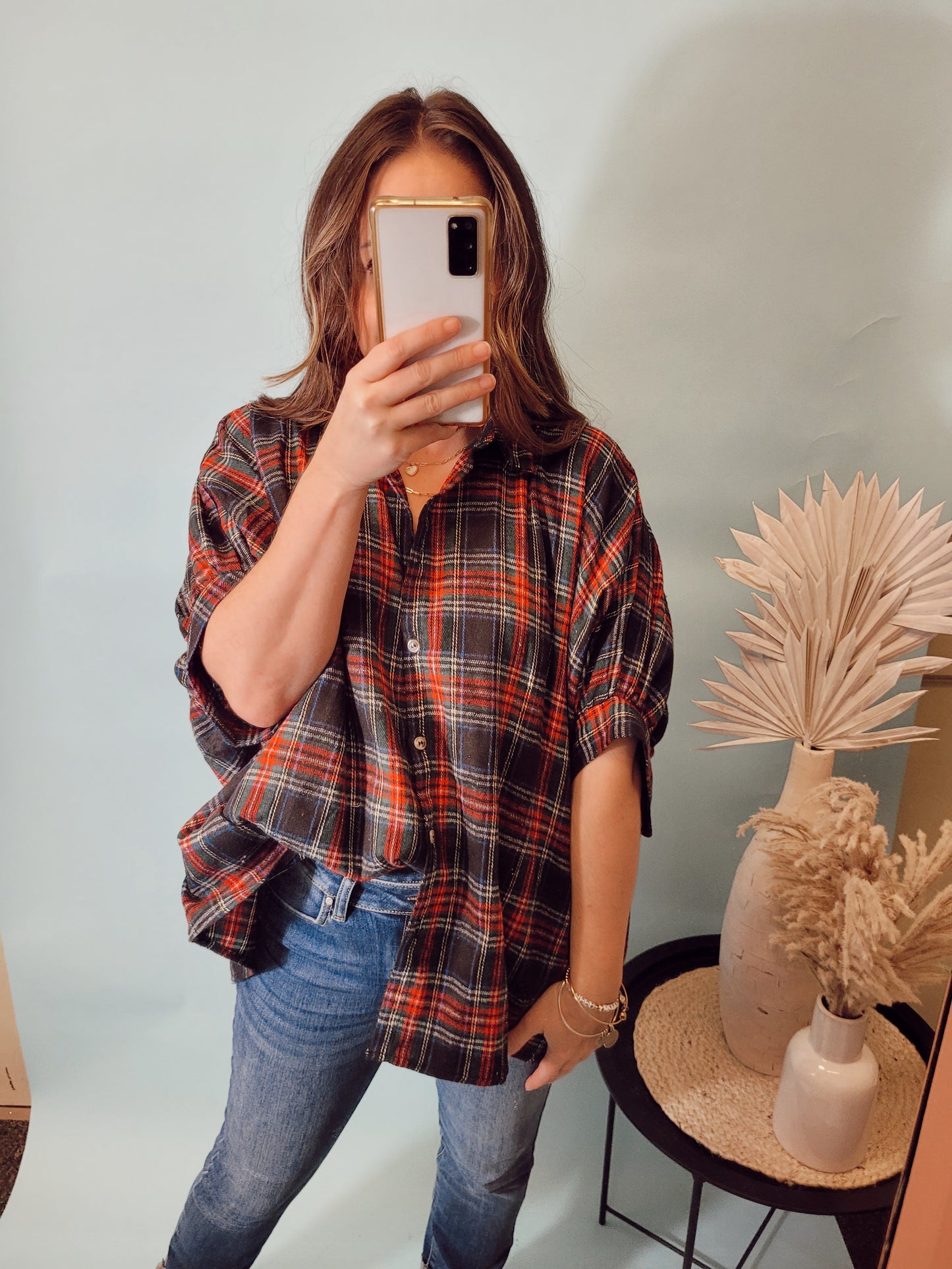 *NEW* Home For The Holidays Plaid Blouse