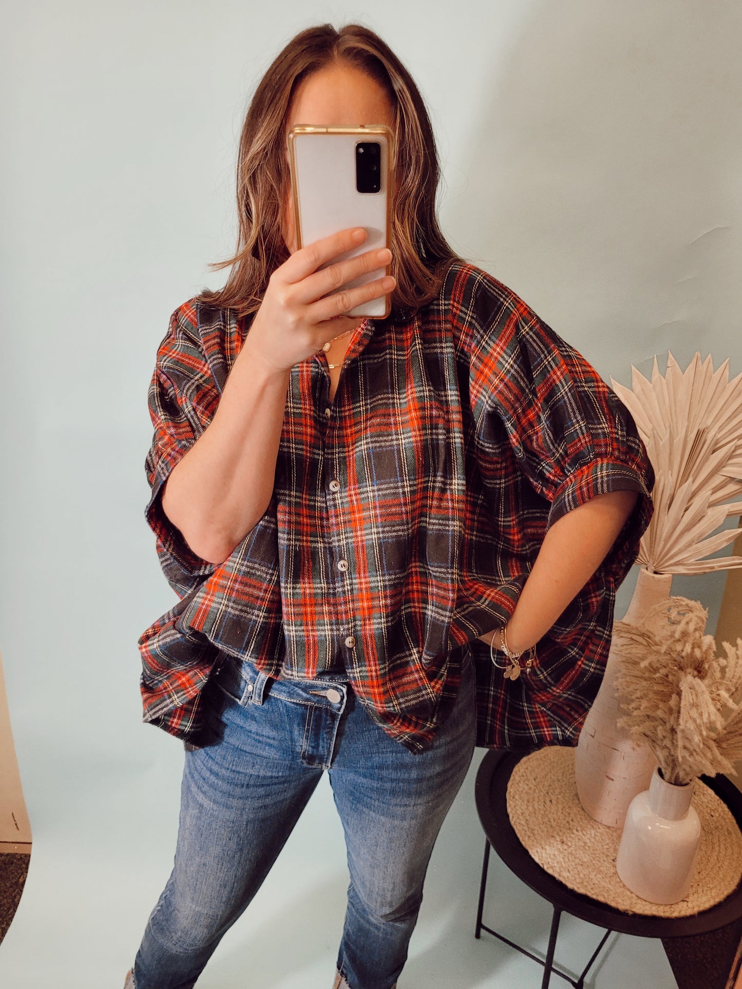 *NEW* Home For The Holidays Plaid Blouse