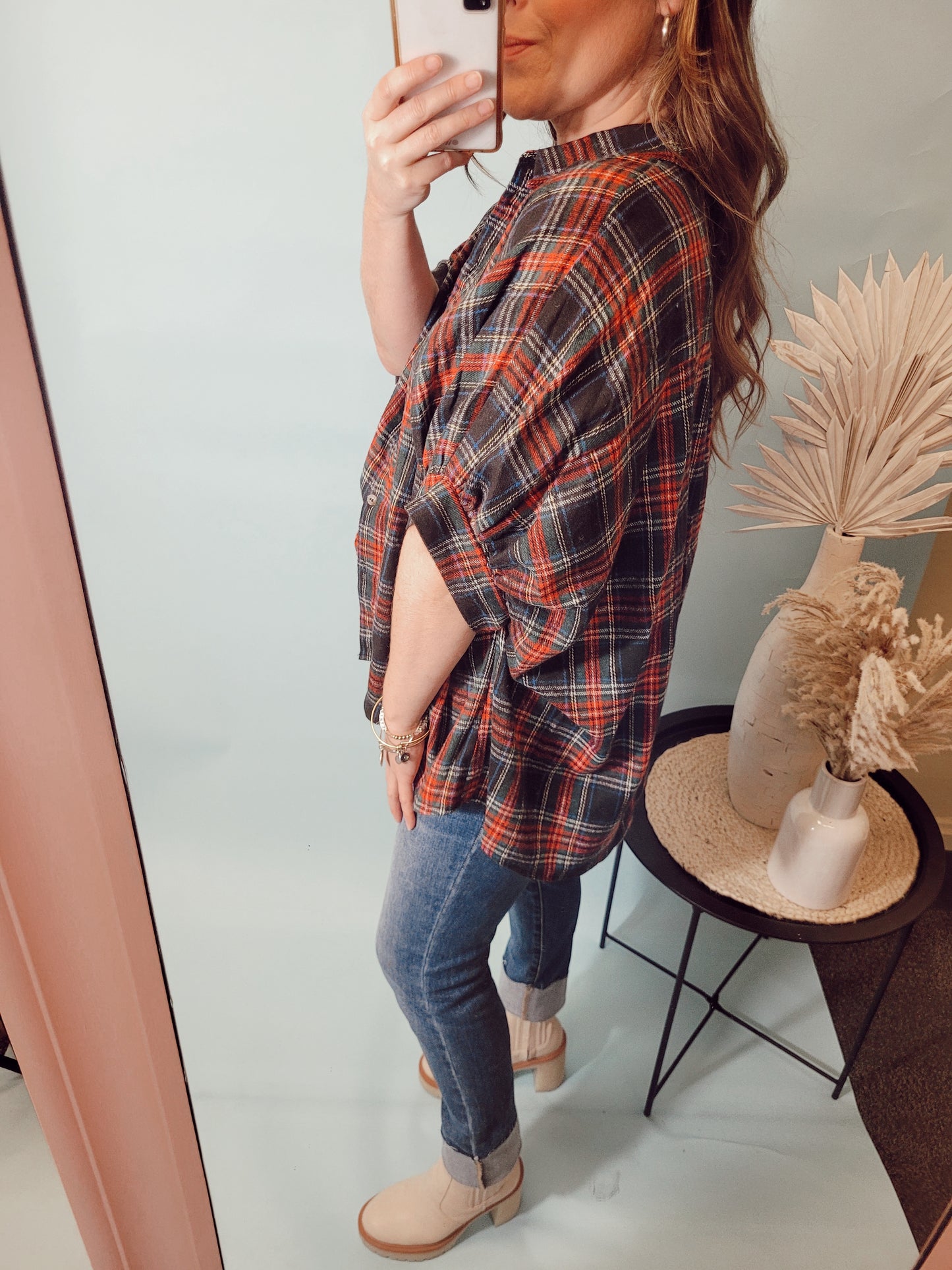 *NEW* Home For The Holidays Plaid Blouse