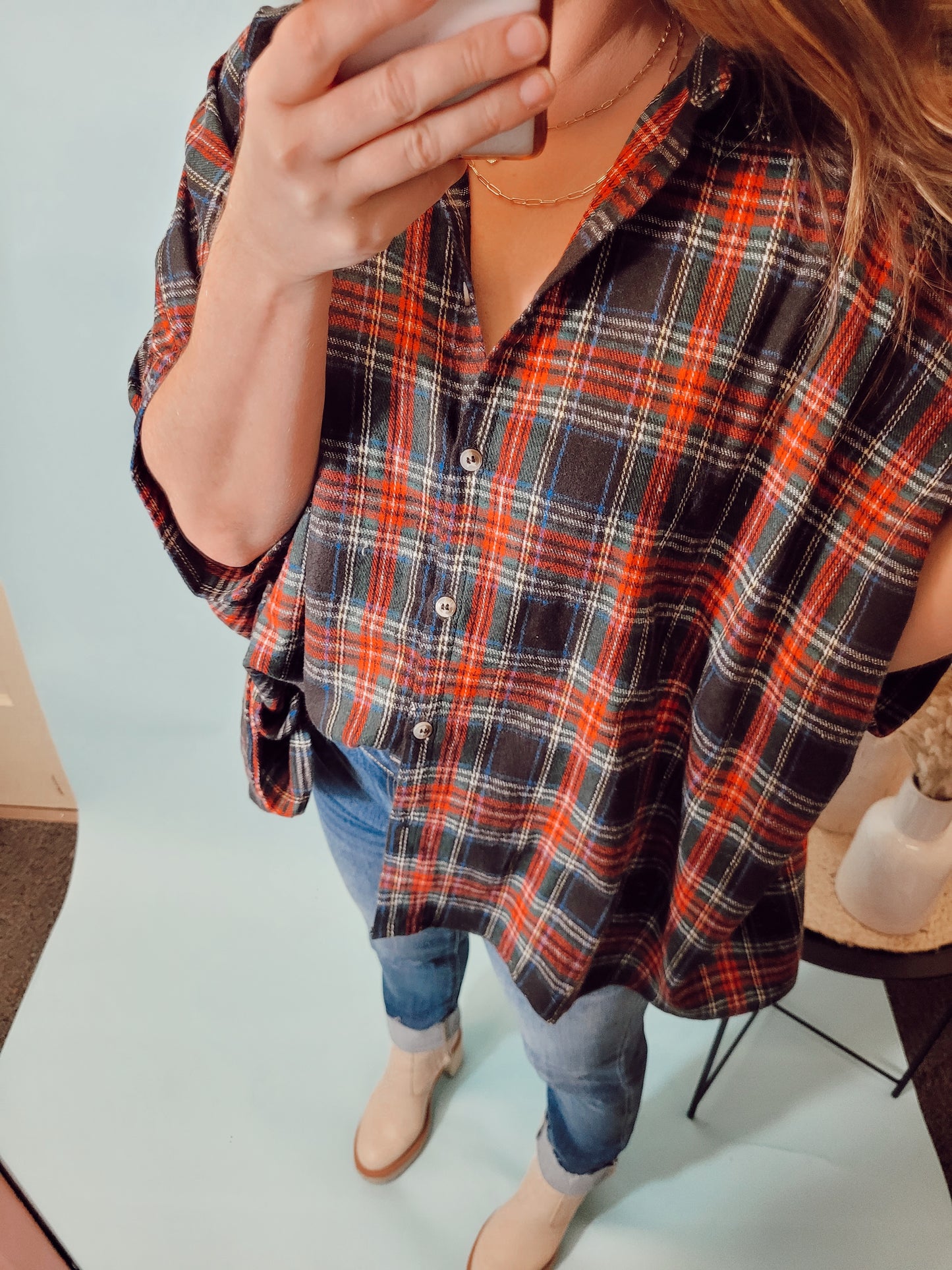 *NEW* Home For The Holidays Plaid Blouse