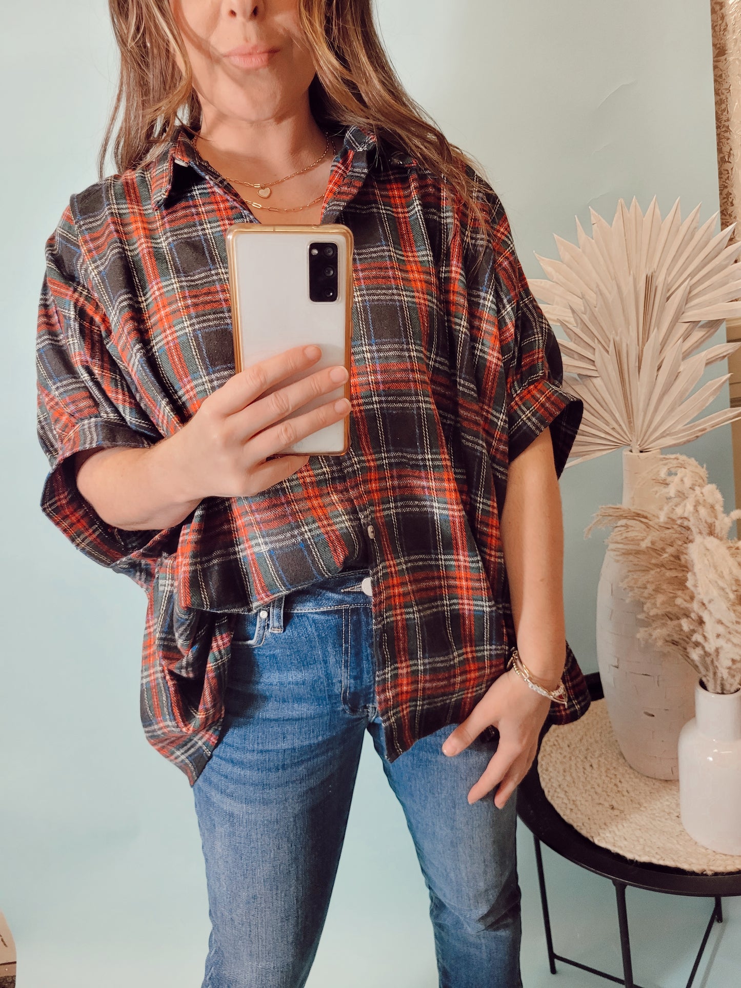 *NEW* Home For The Holidays Plaid Blouse