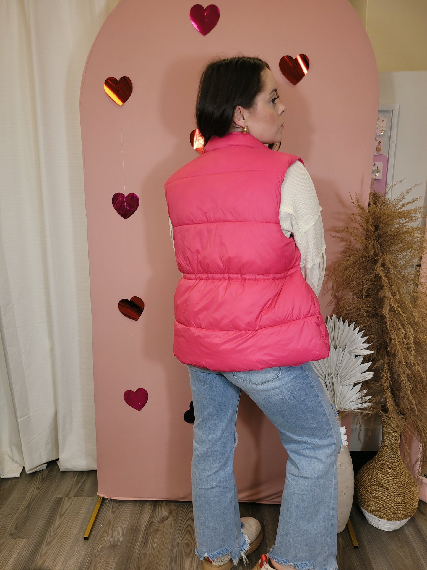 *NEW* Simple Task Puffer Vest - Fuchsia