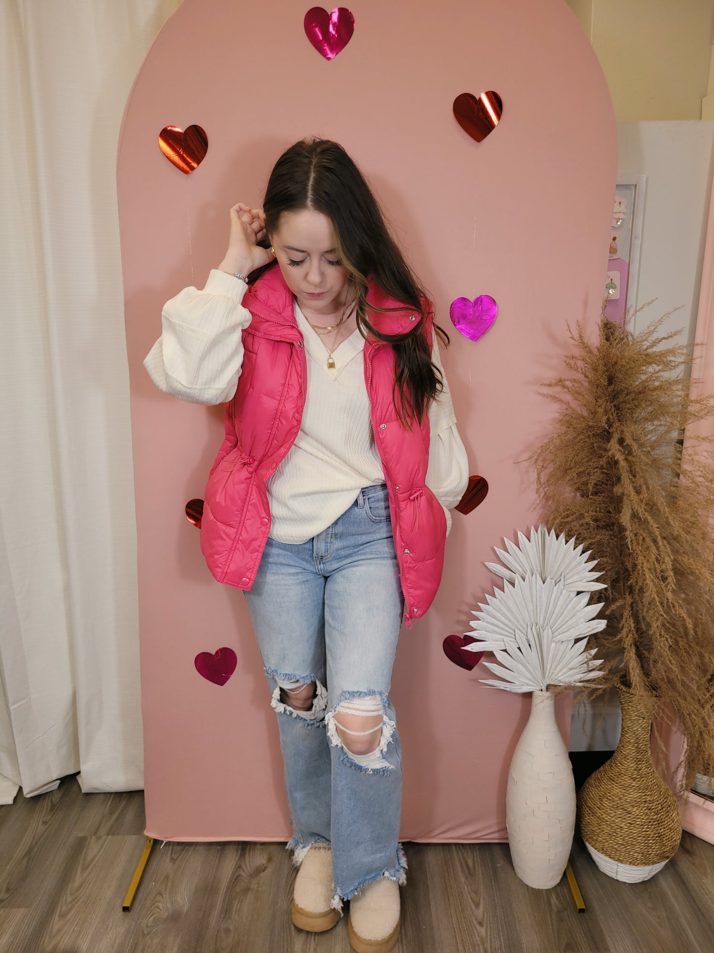 *NEW* Simple Task Puffer Vest - Fuchsia