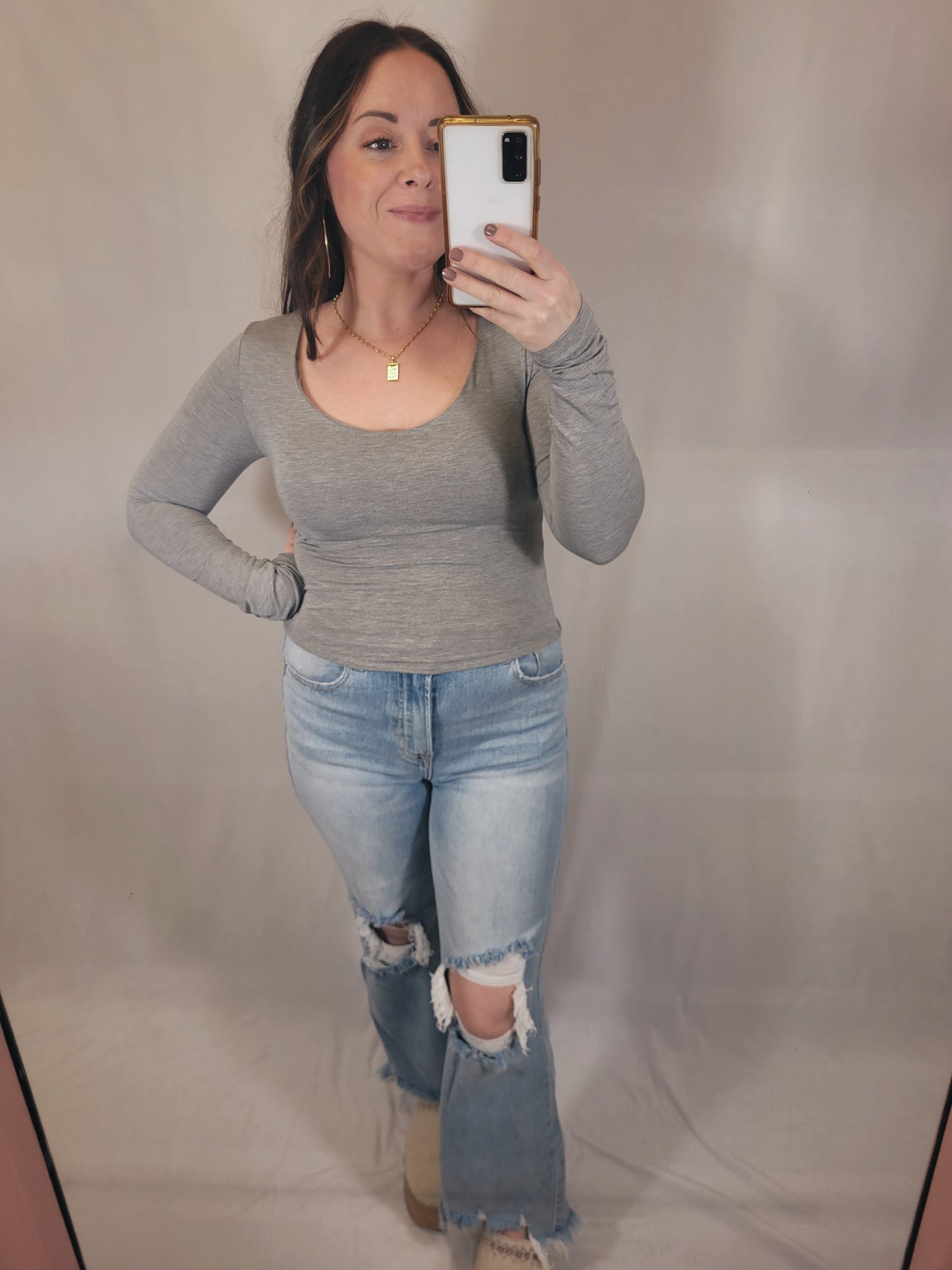 *NEW* Casual Escape Double Layered Shirt - Heather Grey