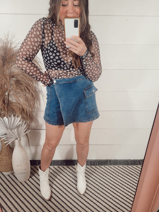 *SALE* One Fine Day Cargo Skort - Denim