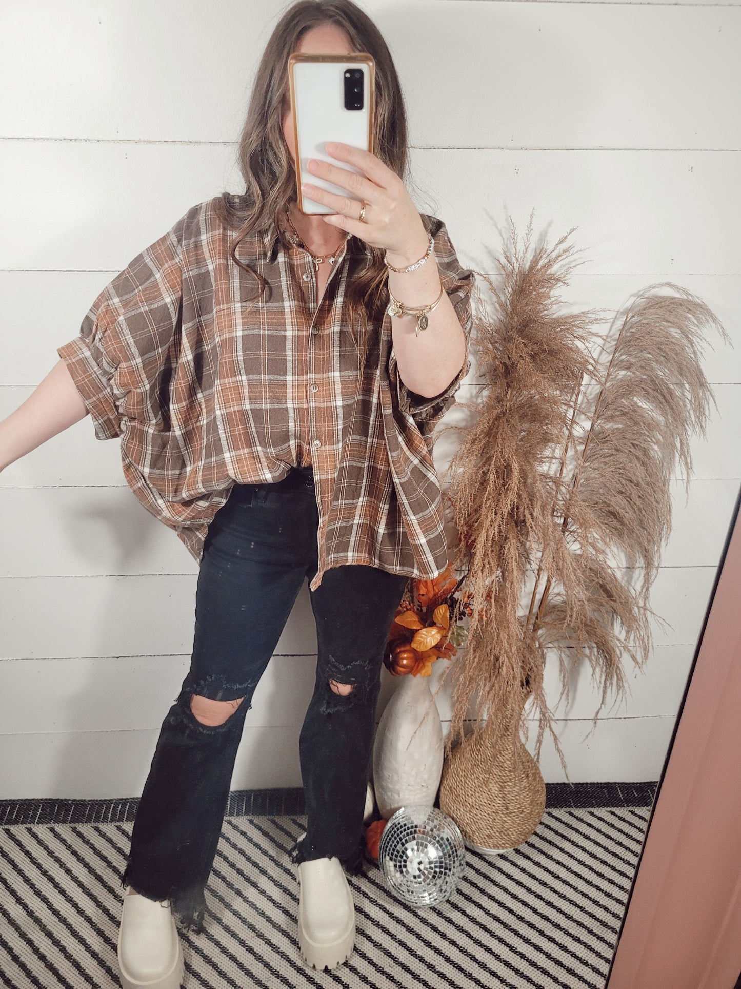 *NEW* Best Days Blouse - Brown Plaid