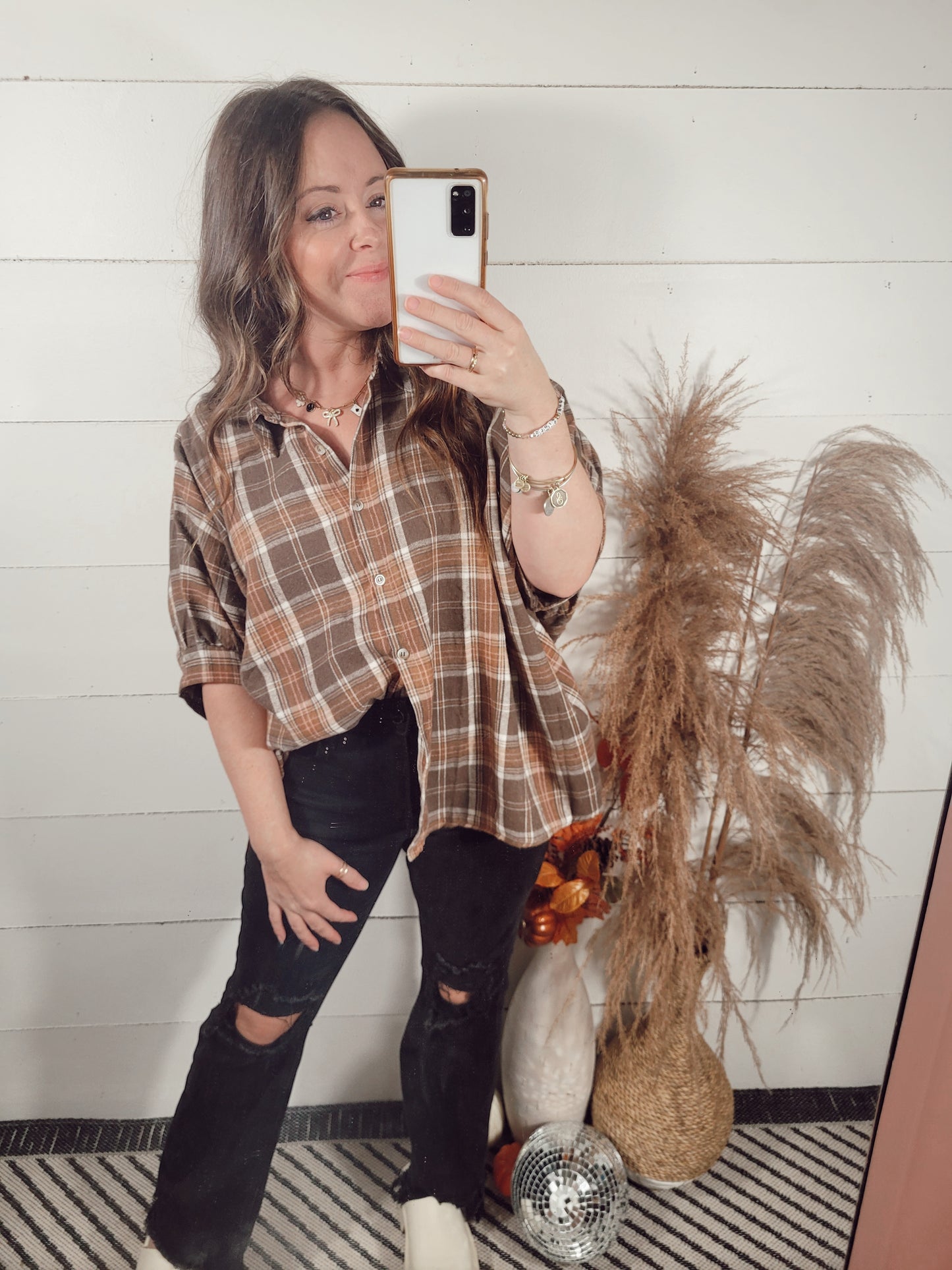 *NEW* Best Days Blouse - Brown Plaid