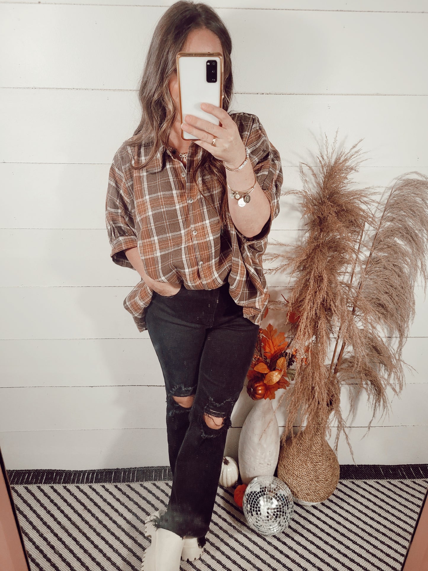 *NEW* Best Days Blouse - Brown Plaid