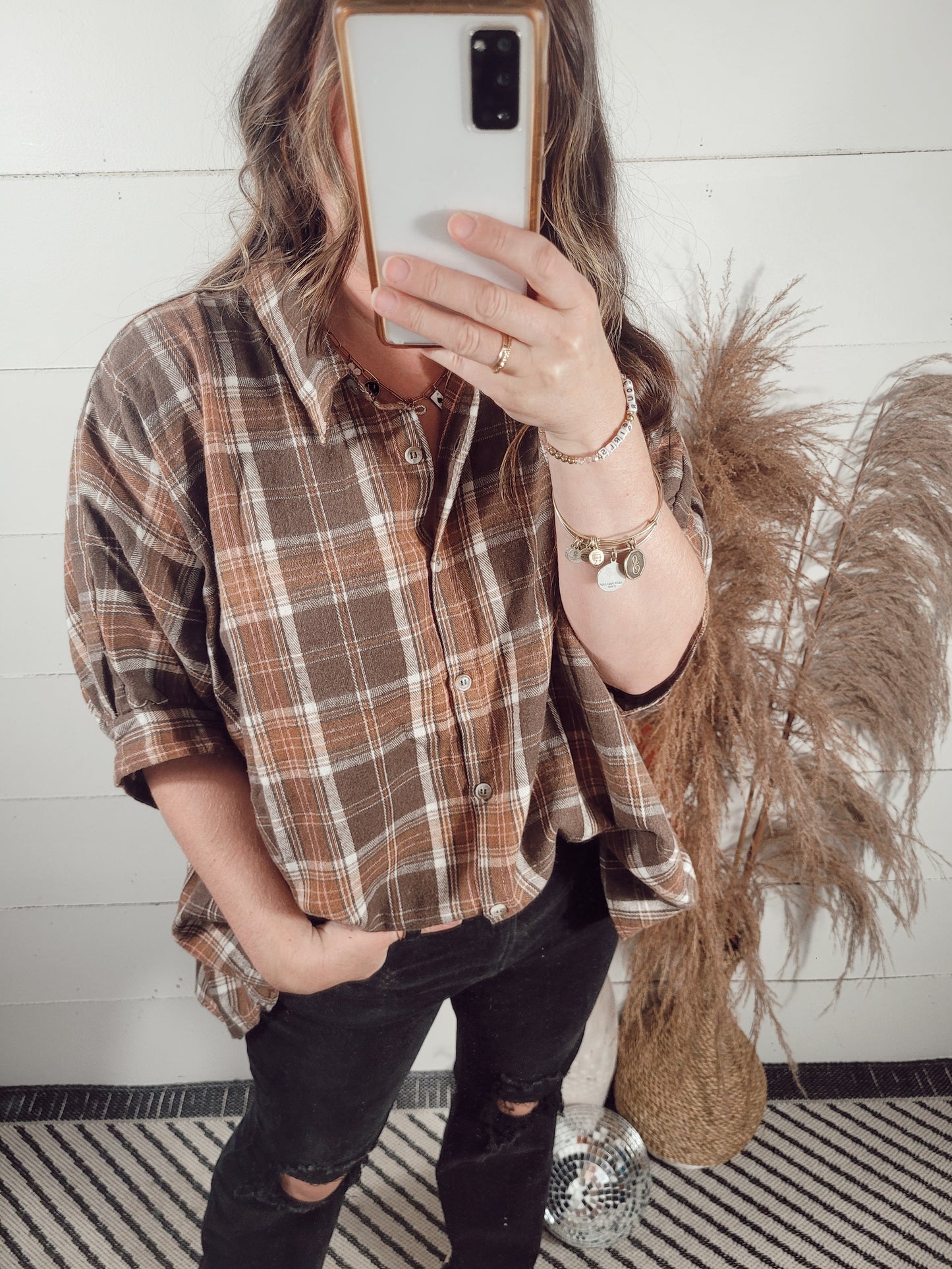 *NEW* Best Days Blouse - Brown Plaid