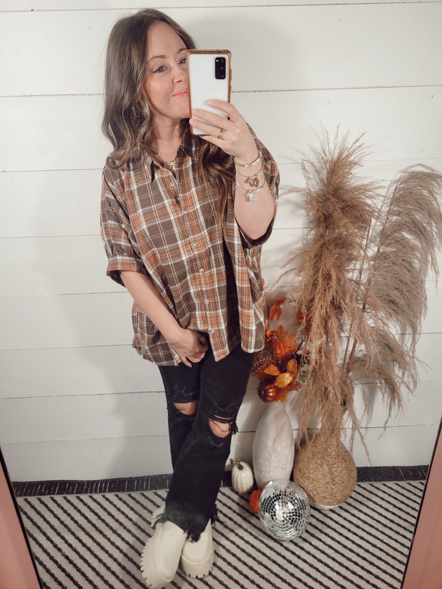 *NEW* Best Days Blouse - Brown Plaid
