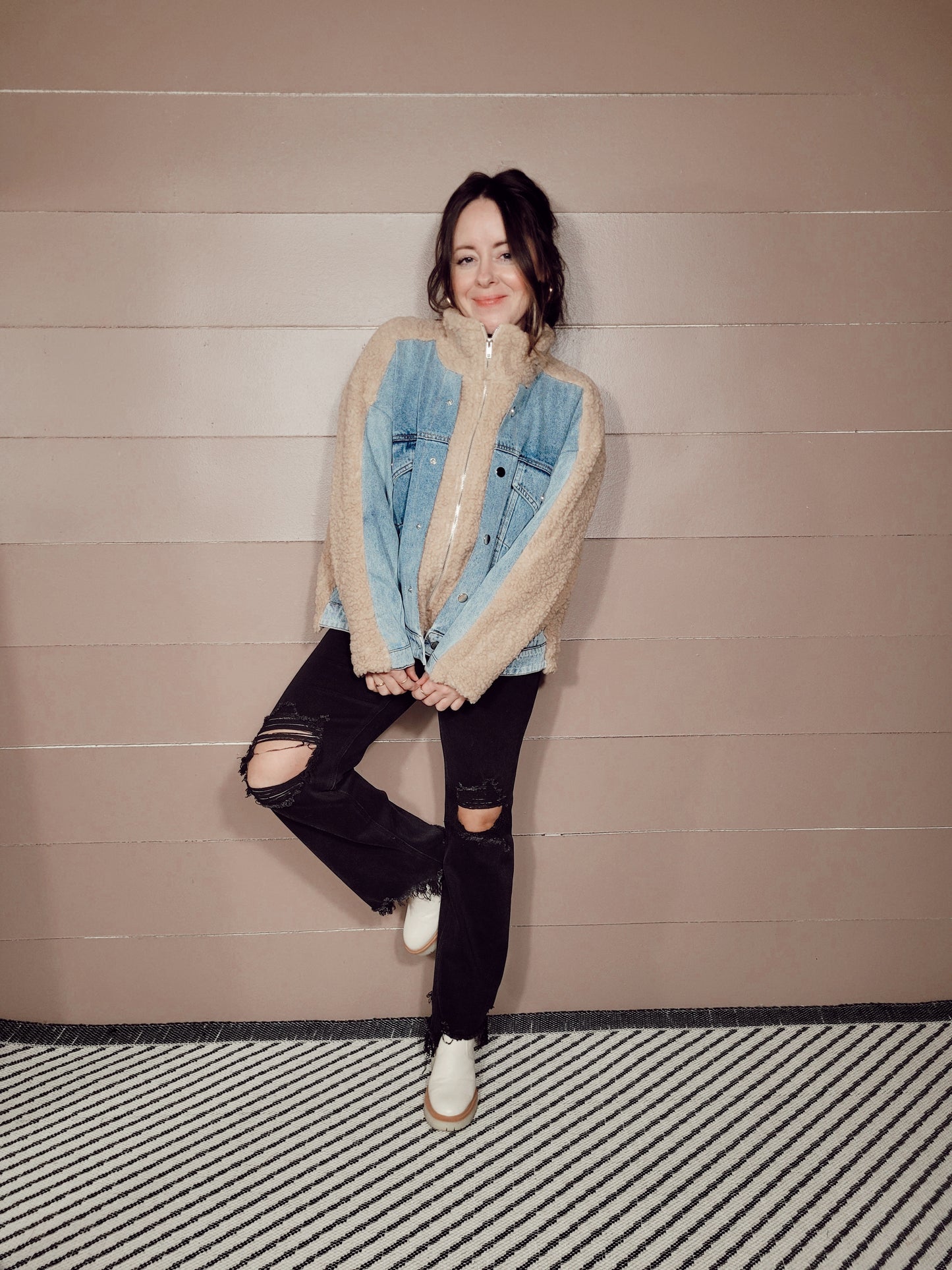 *NEW* Cooler Days Mixed Media Denim Jacket