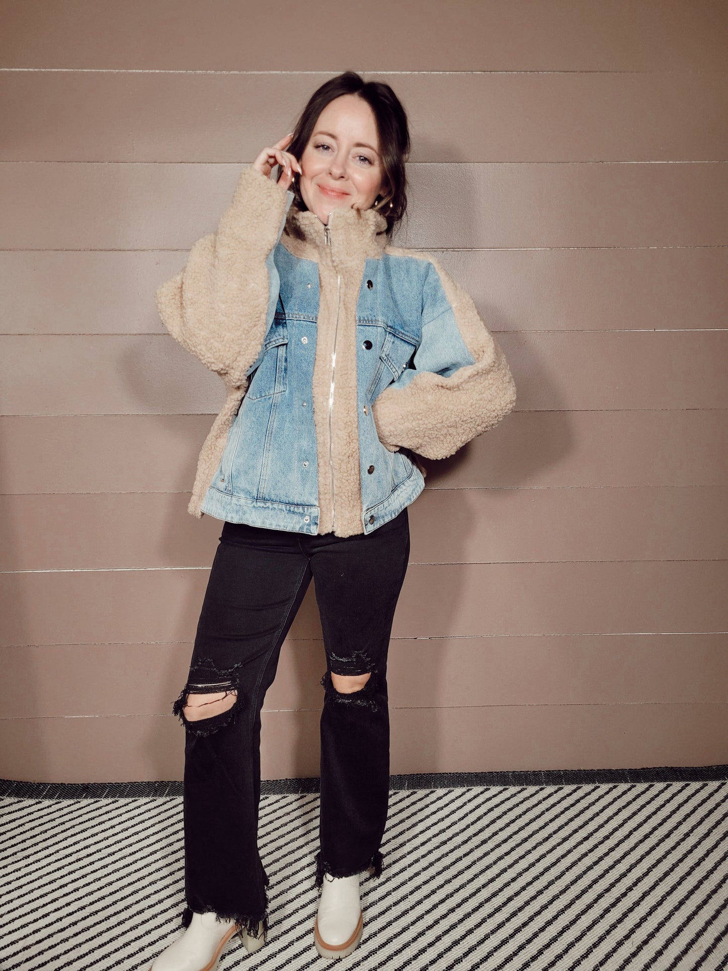 *NEW* Cooler Days Mixed Media Denim Jacket