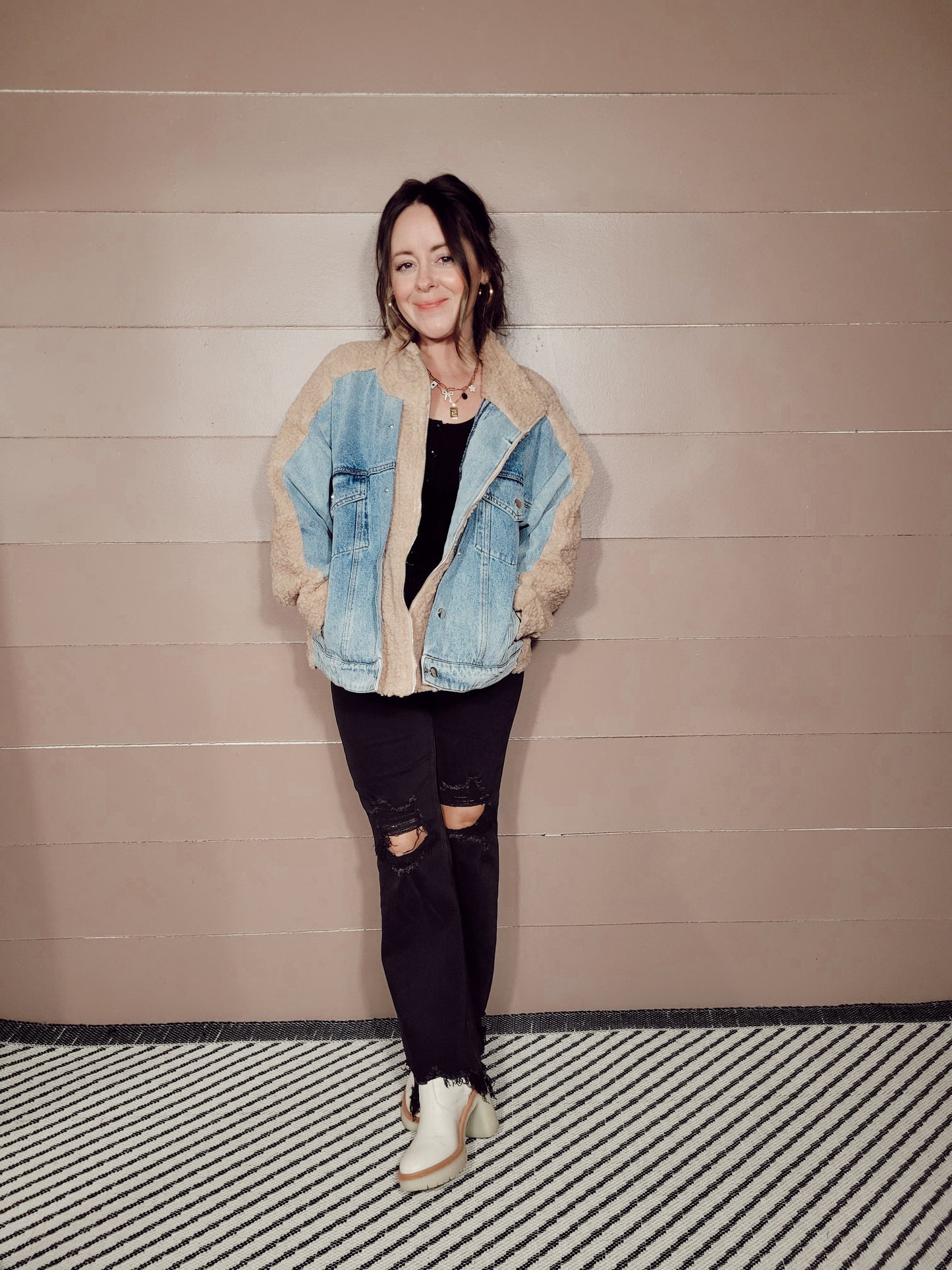 *NEW* Cooler Days Mixed Media Denim Jacket