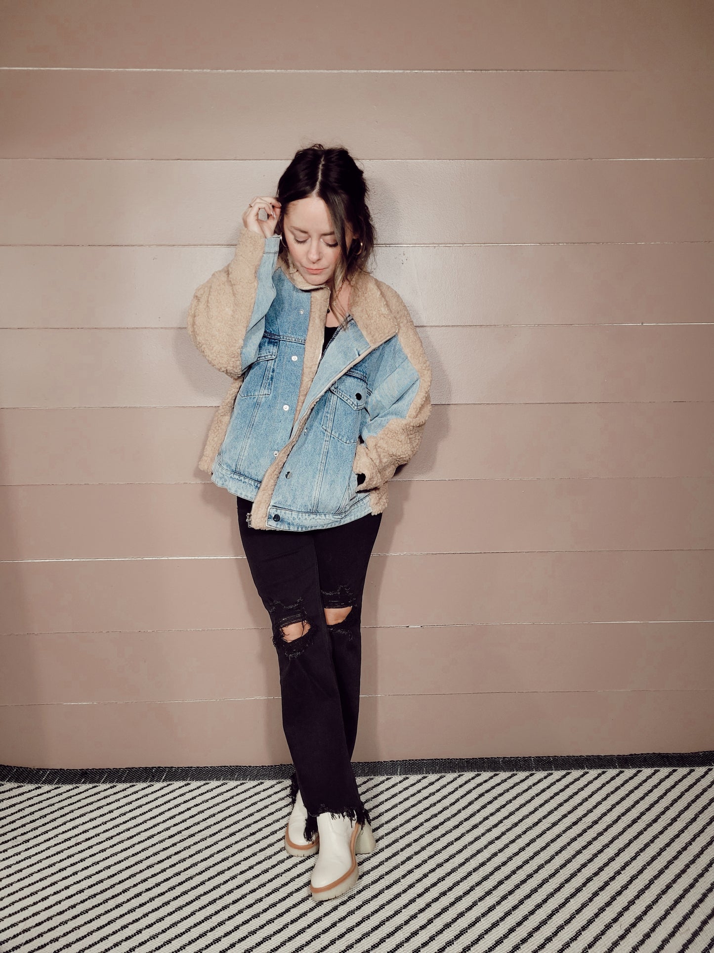 *NEW* Cooler Days Mixed Media Denim Jacket