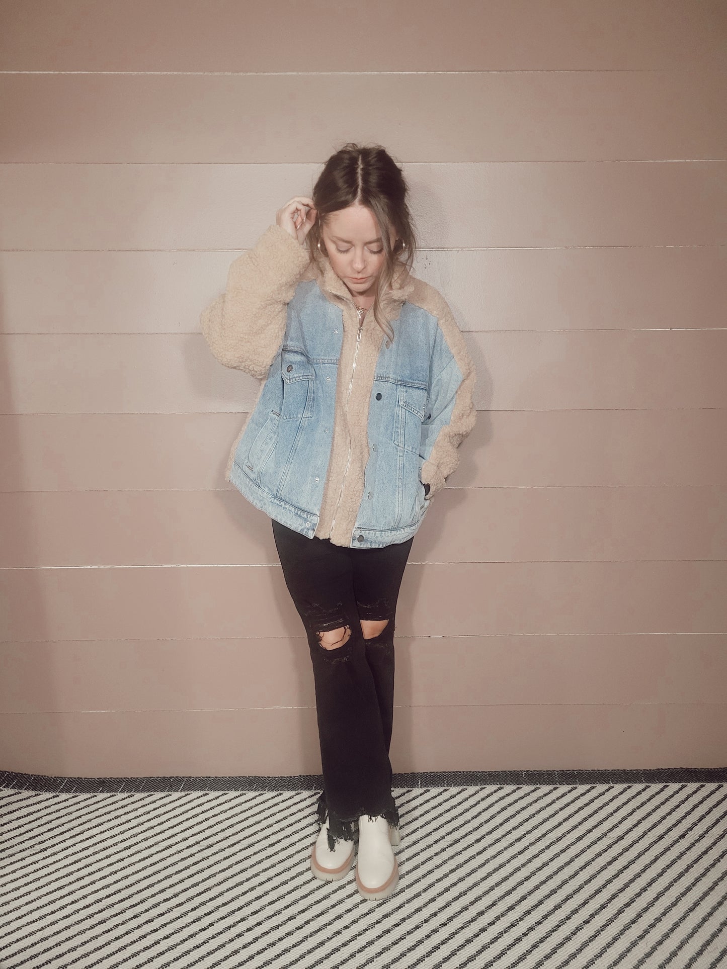 *NEW* Cooler Days Mixed Media Denim Jacket