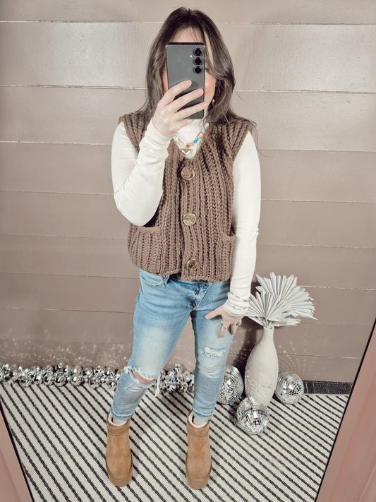 *NEW* Spark Of Love Sweater Vest - Brown