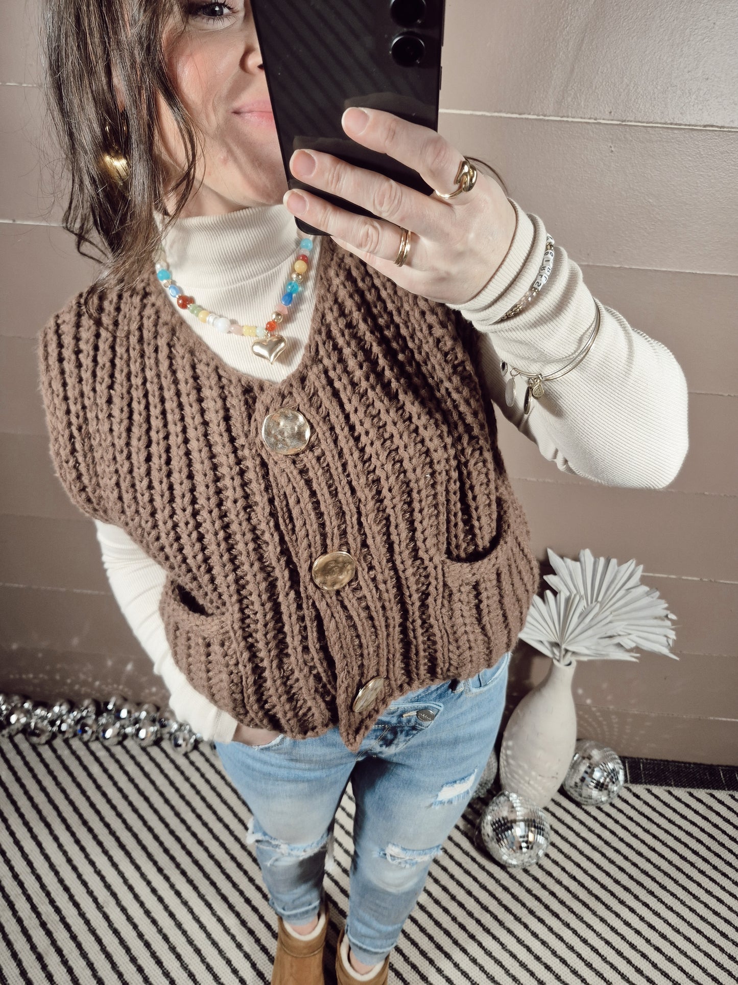 *NEW* Spark Of Love Sweater Vest - Brown
