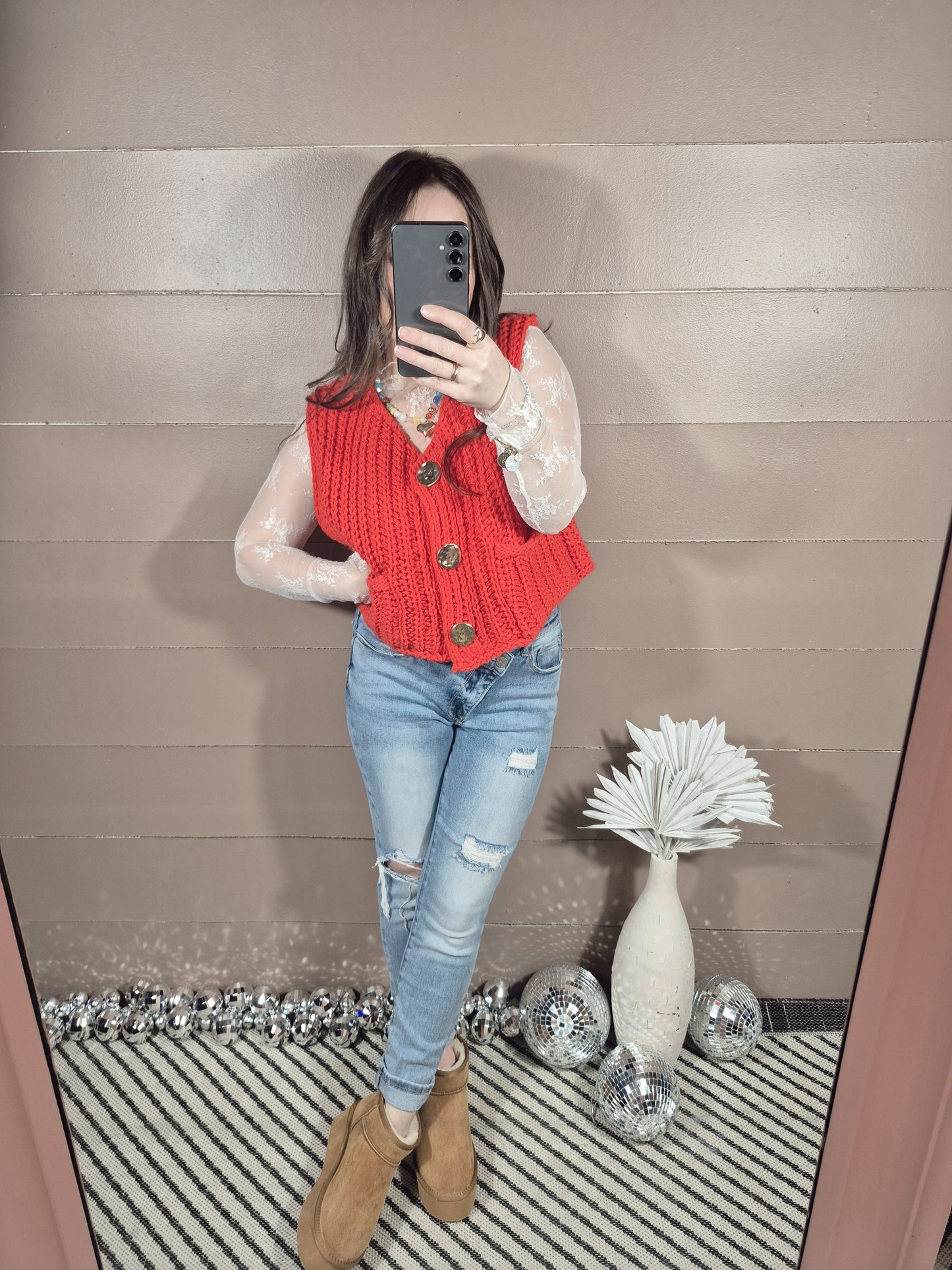 *SALE* Spark Of Love Sweater Vest - Red