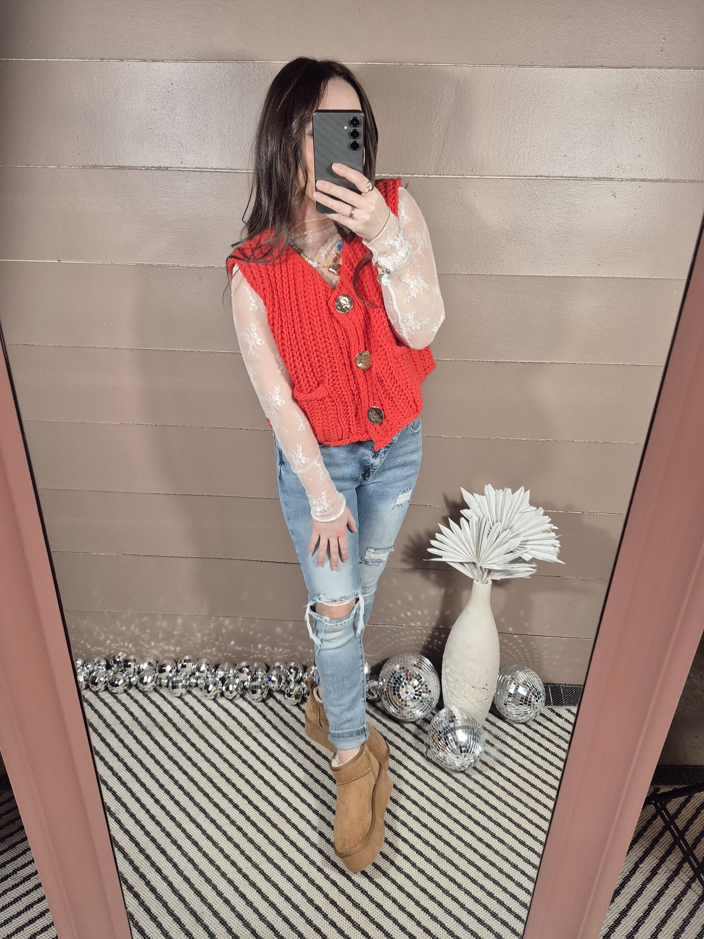 *SALE* Spark Of Love Sweater Vest - Red