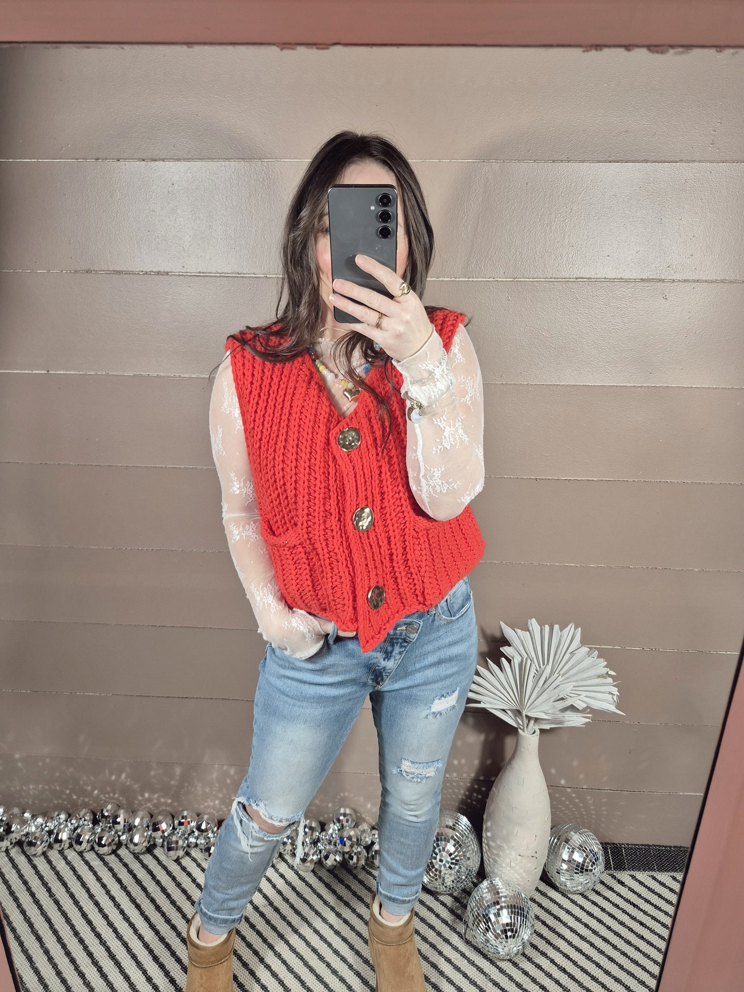*SALE* Spark Of Love Sweater Vest - Red
