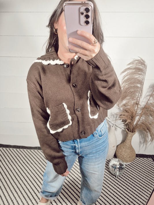 *NEW* Ric Rac Chocolate Cardigan