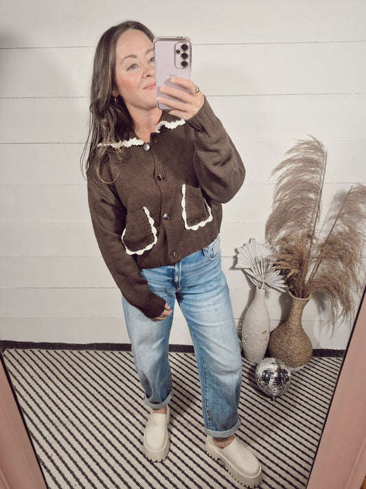 *NEW* Ric Rac Chocolate Cardigan