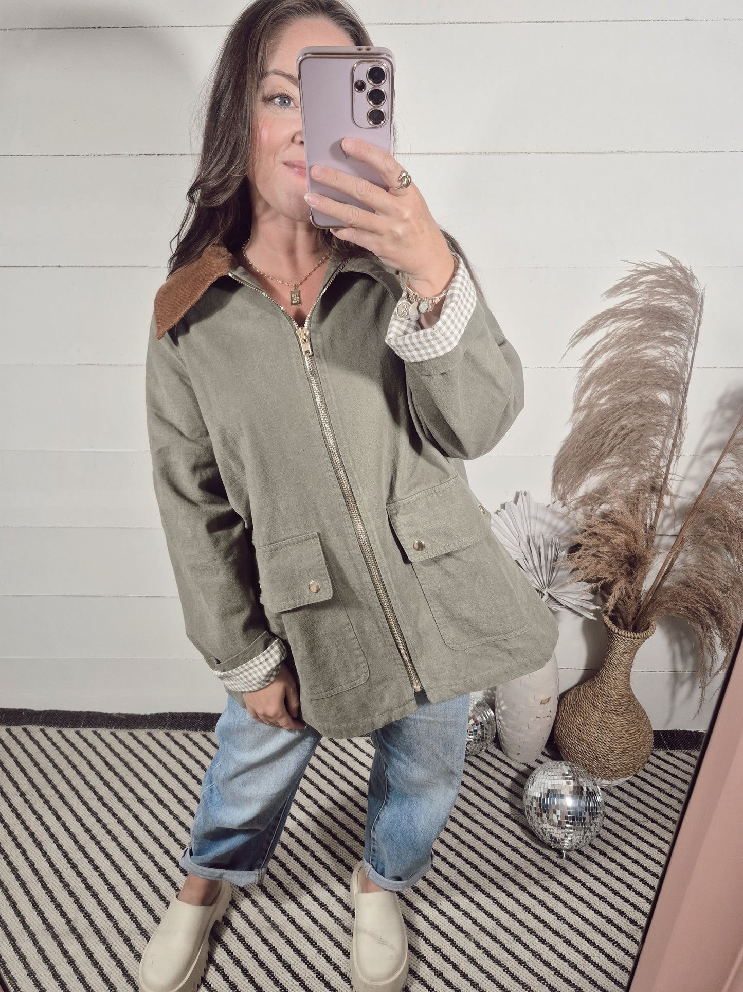 *NEW* Gingham Charm Barn Jacket