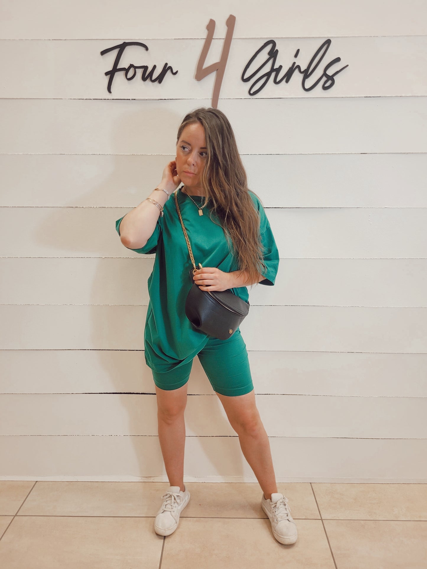 *FINAL SALE* Girl On The Go Biker Short Set - Kelly Green