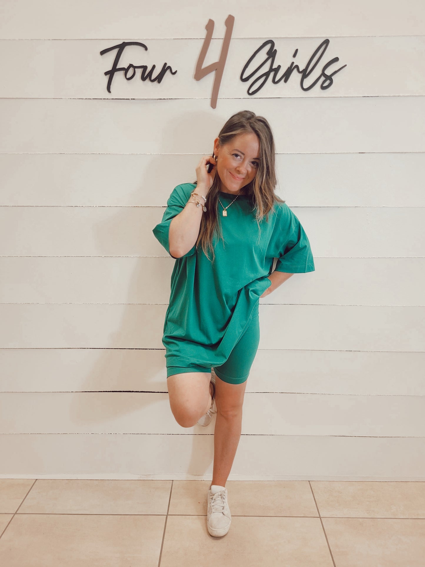 *FINAL SALE* Girl On The Go Biker Short Set - Kelly Green