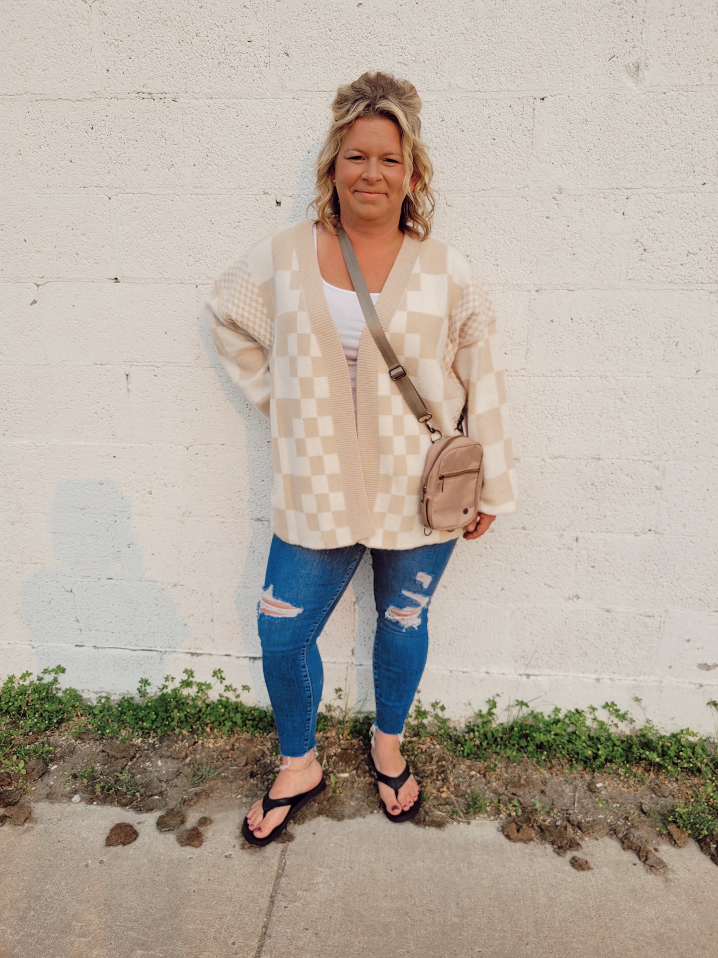 *NEW* Love You Latte Checkered Cardigan