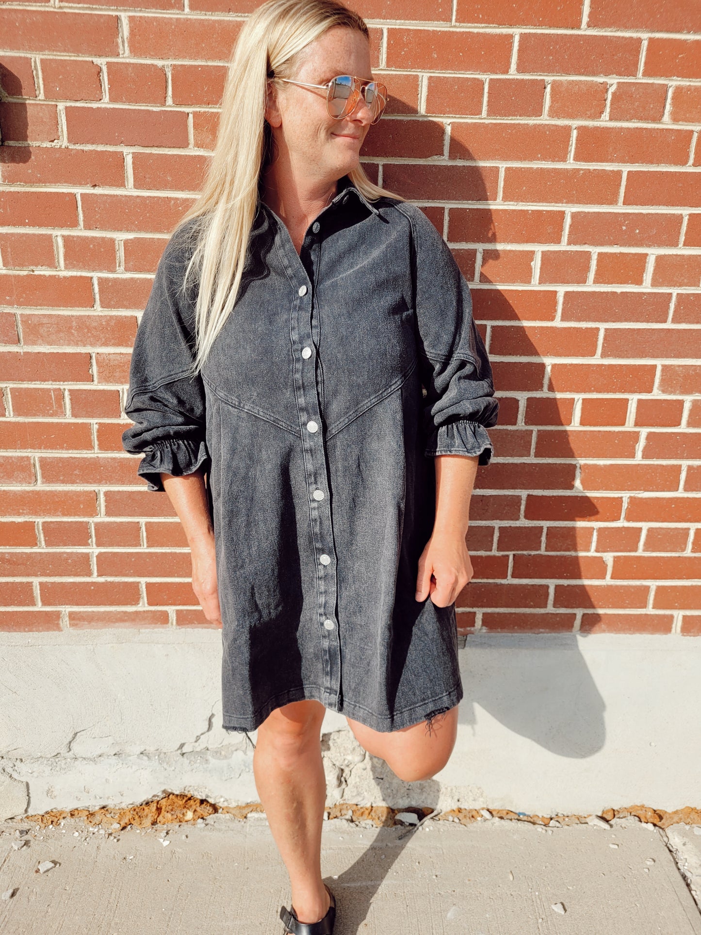 *NEW* Country Nights Denim Dress - Washed Black