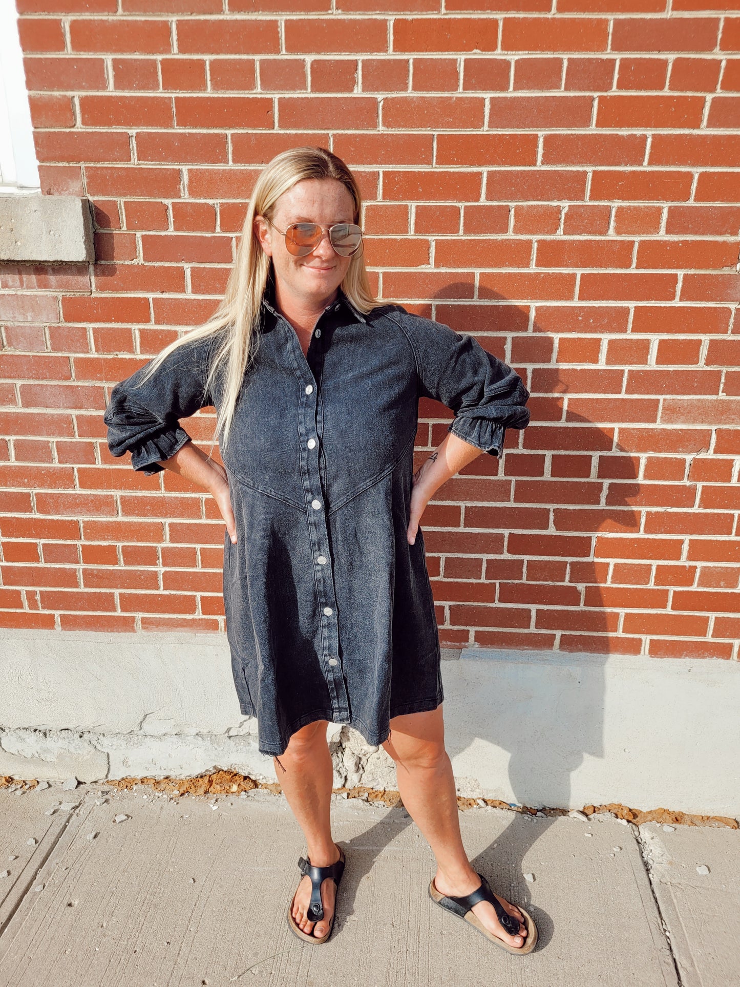 *NEW* Country Nights Denim Dress - Washed Black