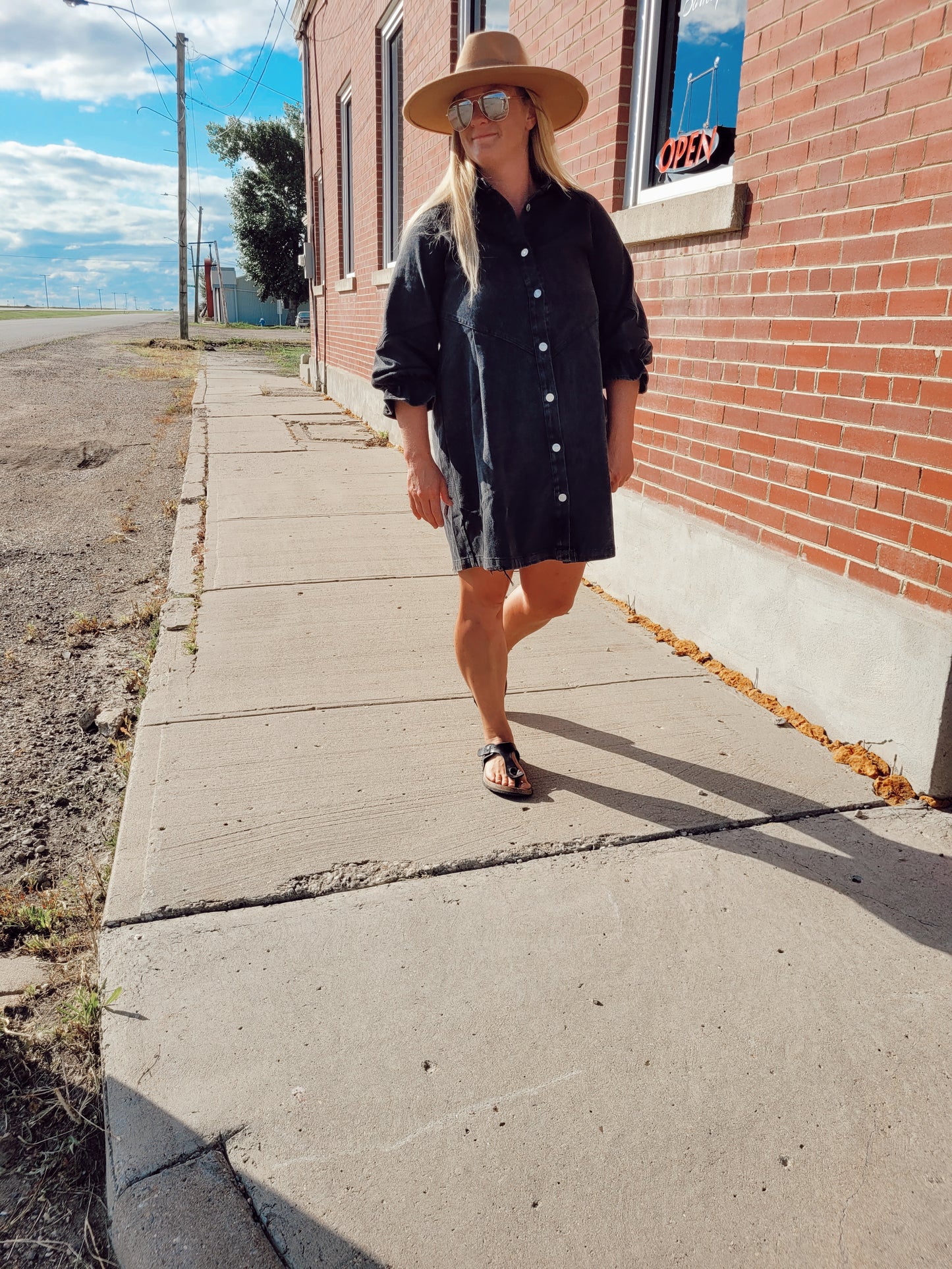*NEW* Country Nights Denim Dress - Washed Black