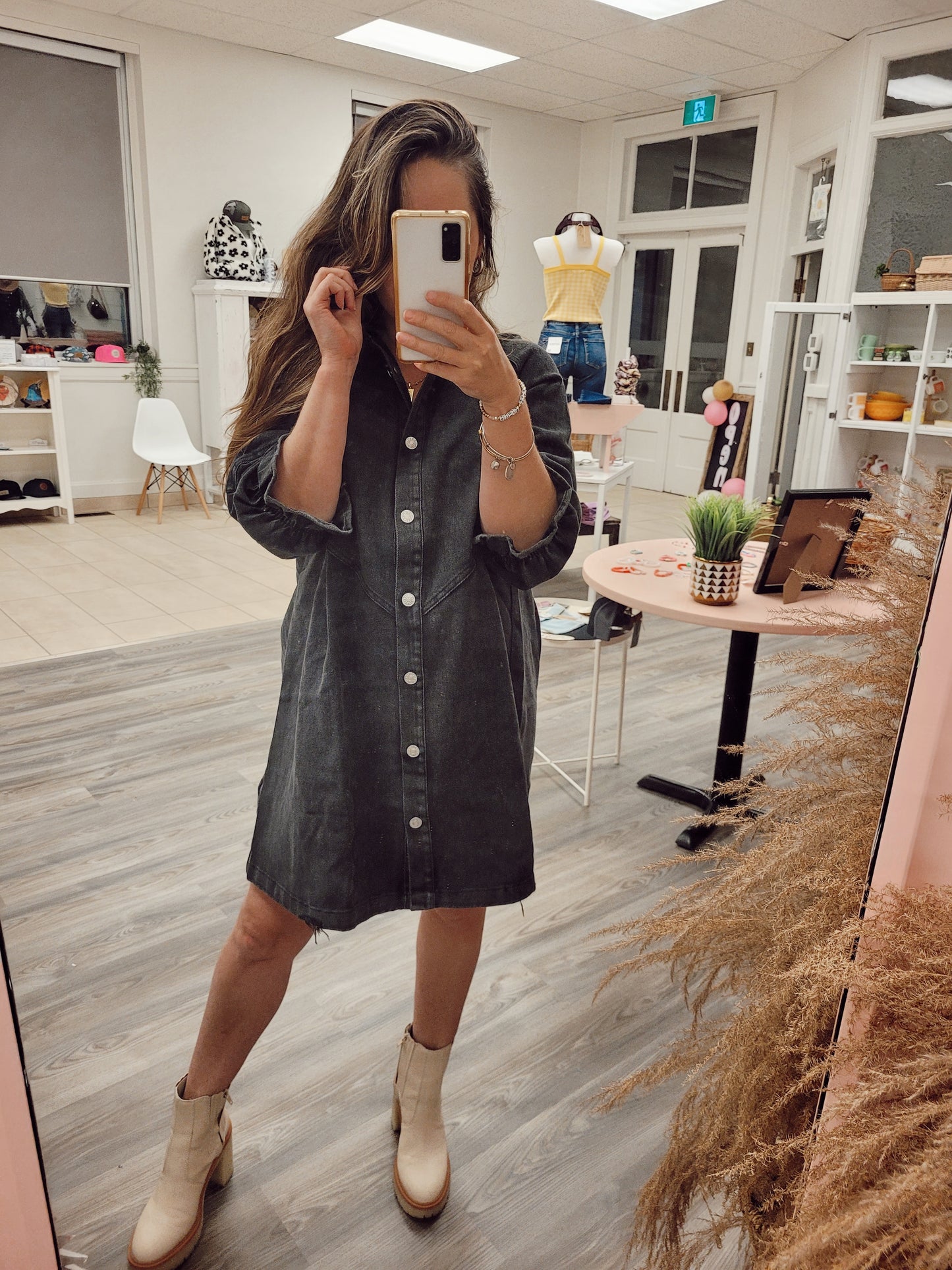 *NEW* Country Nights Denim Dress - Washed Black