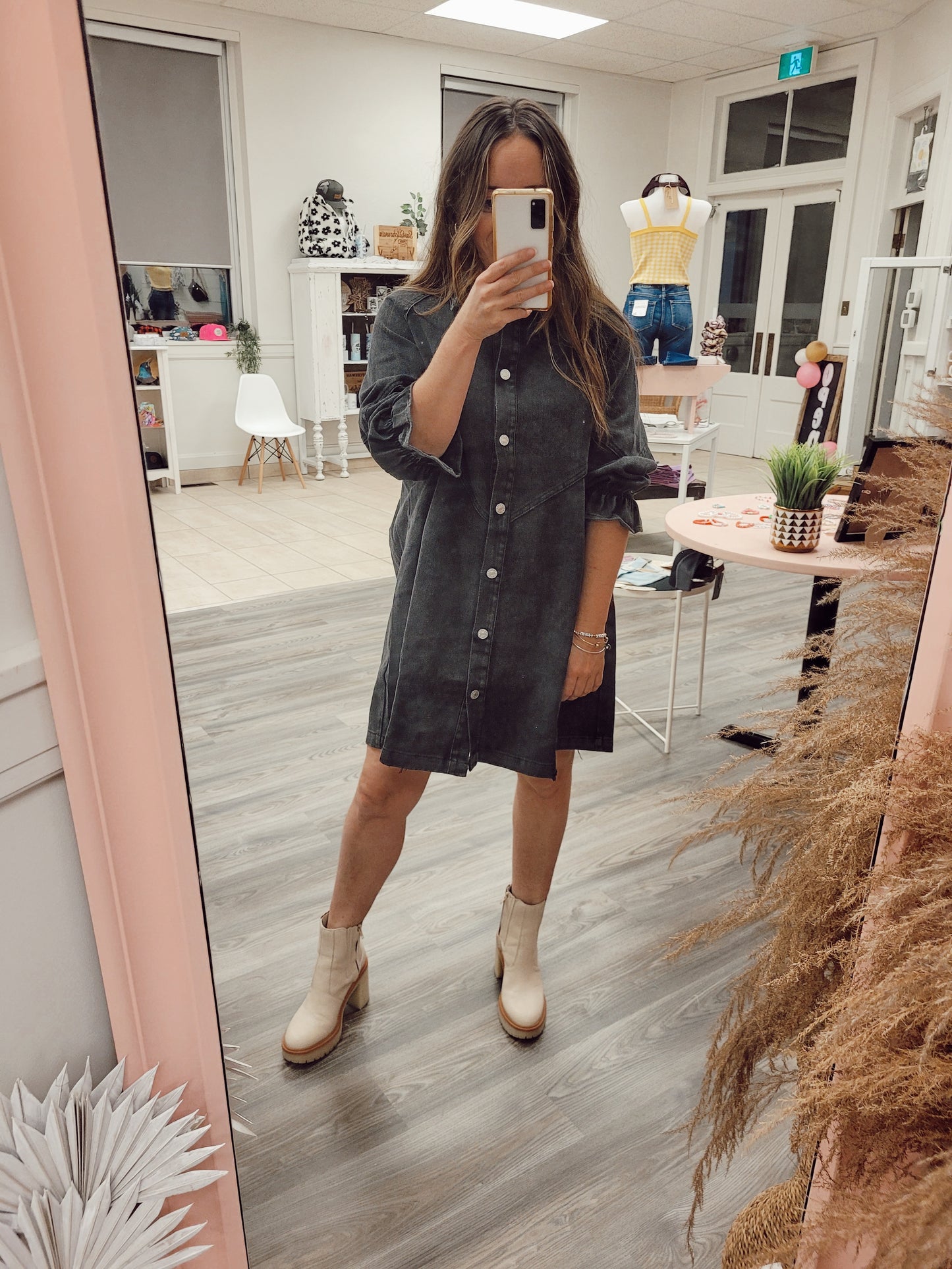 *NEW* Country Nights Denim Dress - Washed Black