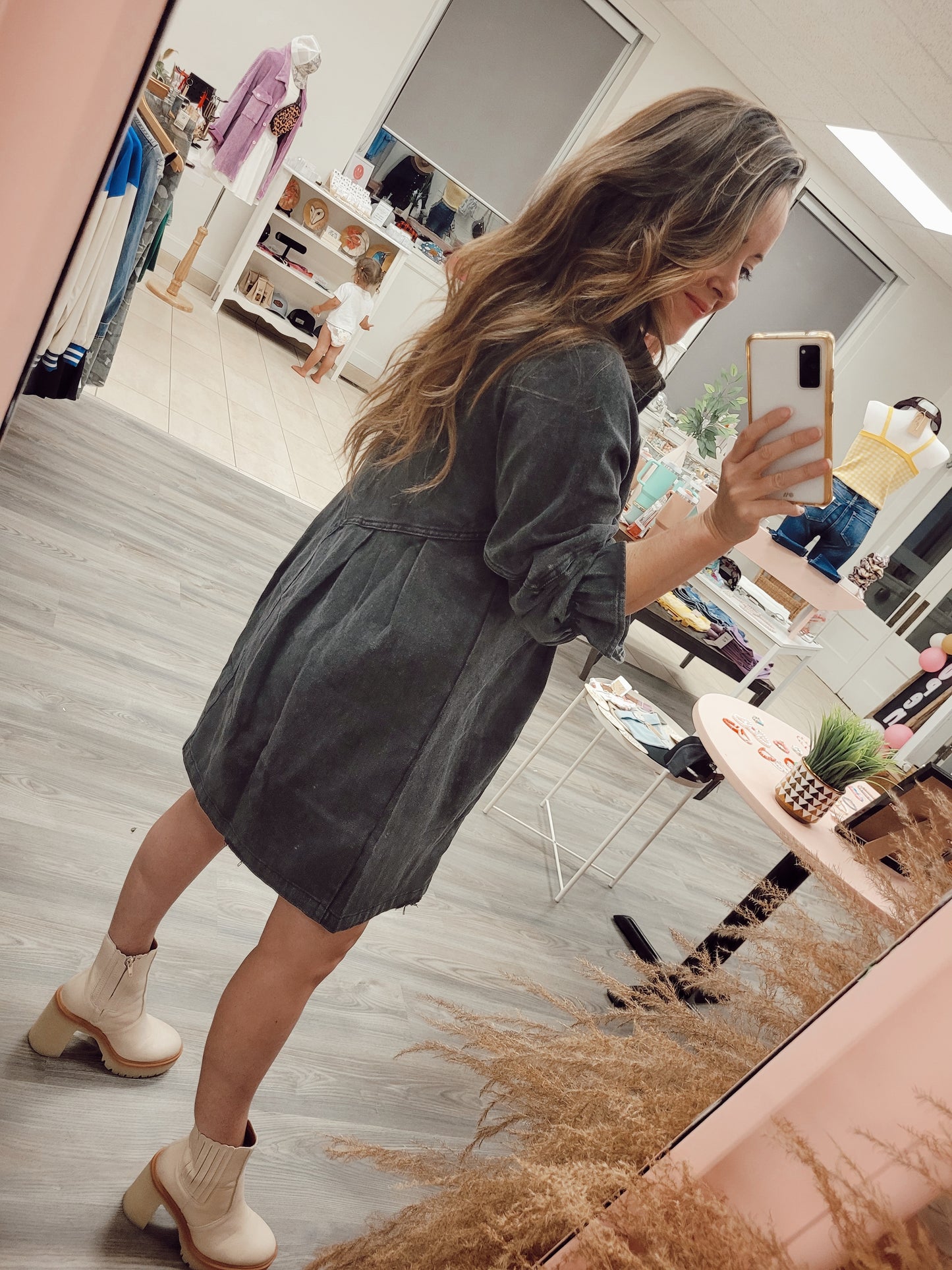 *NEW* Country Nights Denim Dress - Washed Black