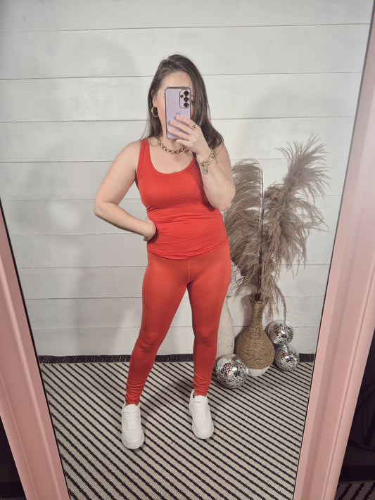 *NEW* Butter Crossover Leggings - Cherry Red