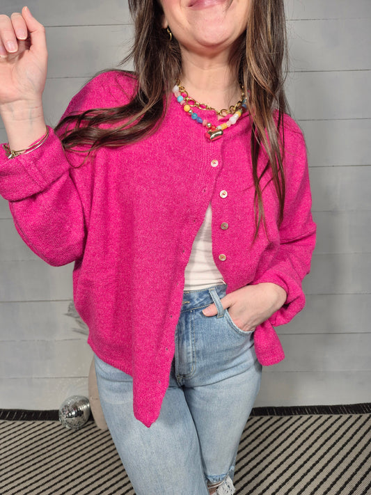 *NEW* Lainey Cardigan - Hot Pink