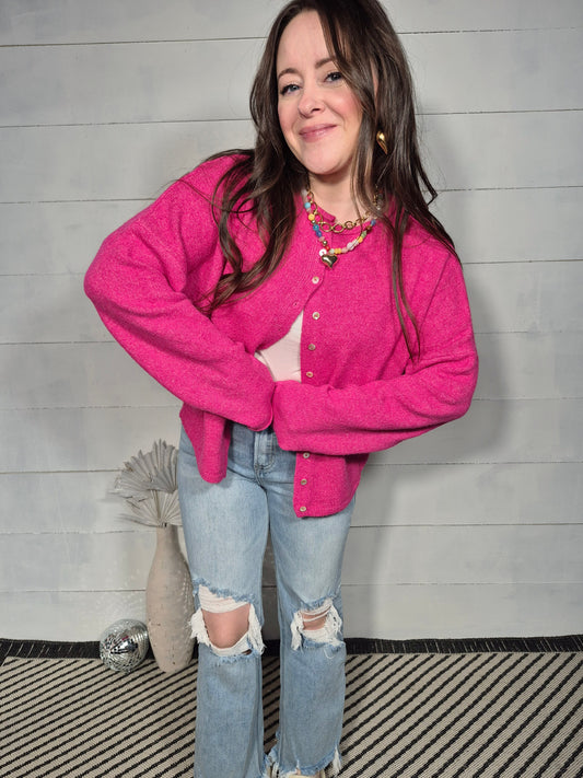 *NEW* Lainey Cardigan - Hot Pink