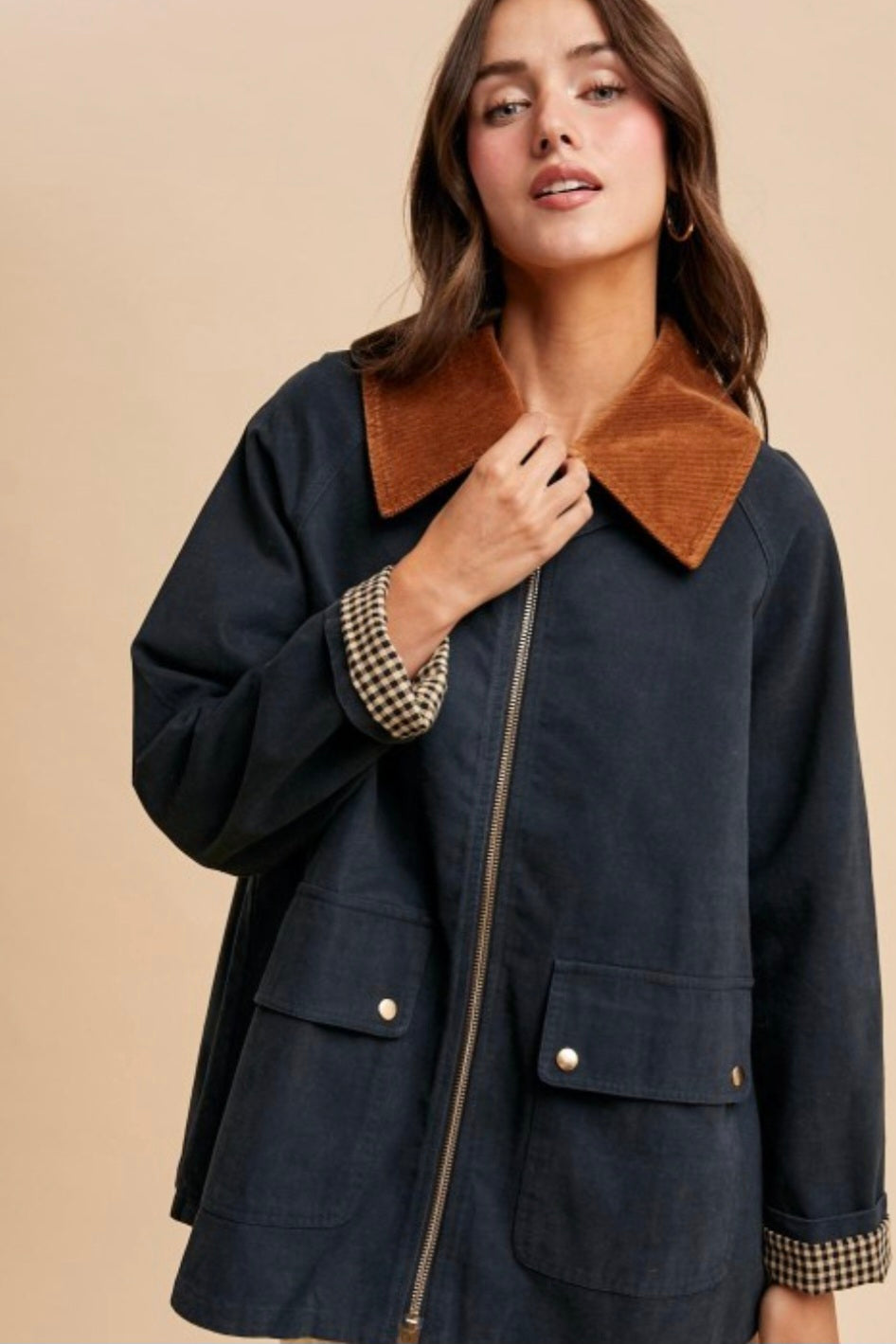 *PREORDER* Gingham Charm Barn Jacket - Midnight