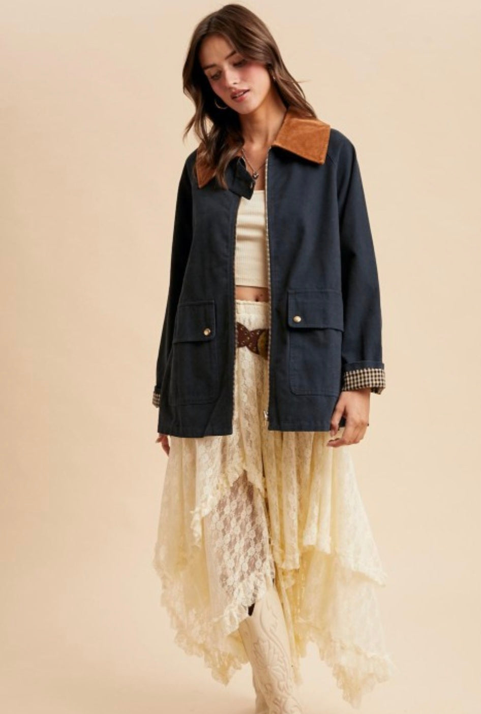 *PREORDER* Gingham Charm Barn Jacket - Midnight