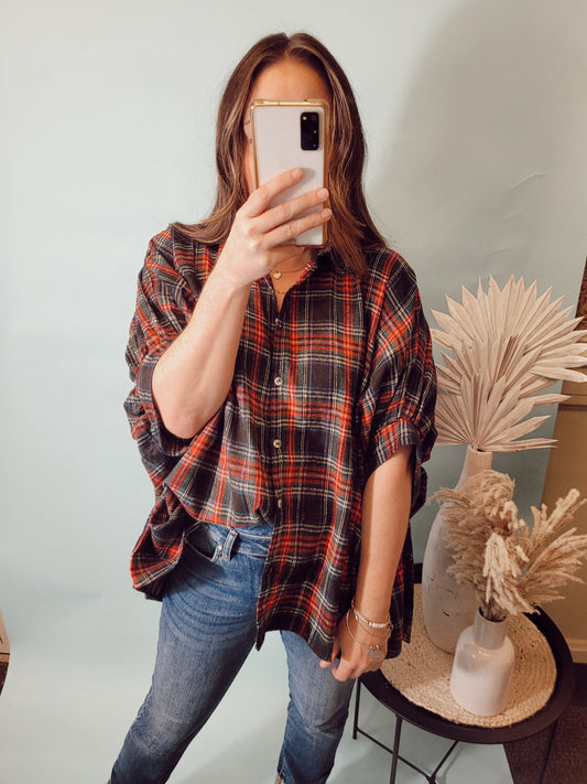*NEW* Home For The Holidays Plaid Blouse