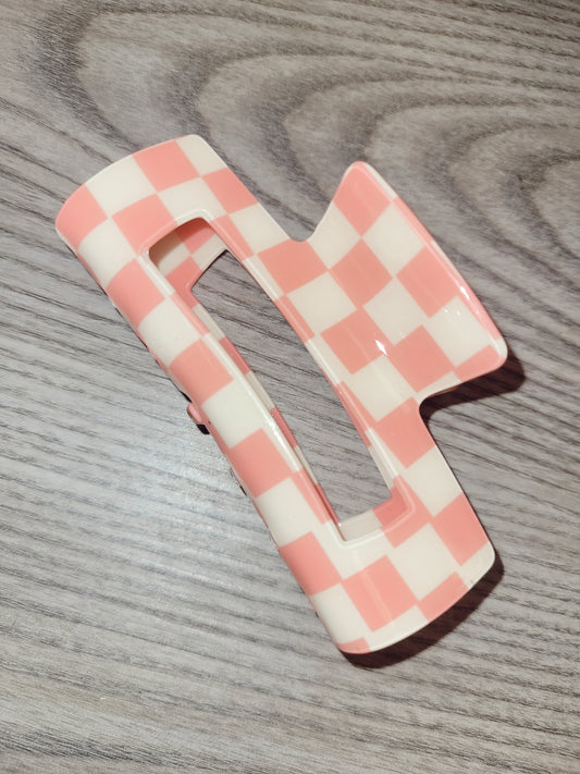*NEW* Pink Checkered Claw Clip